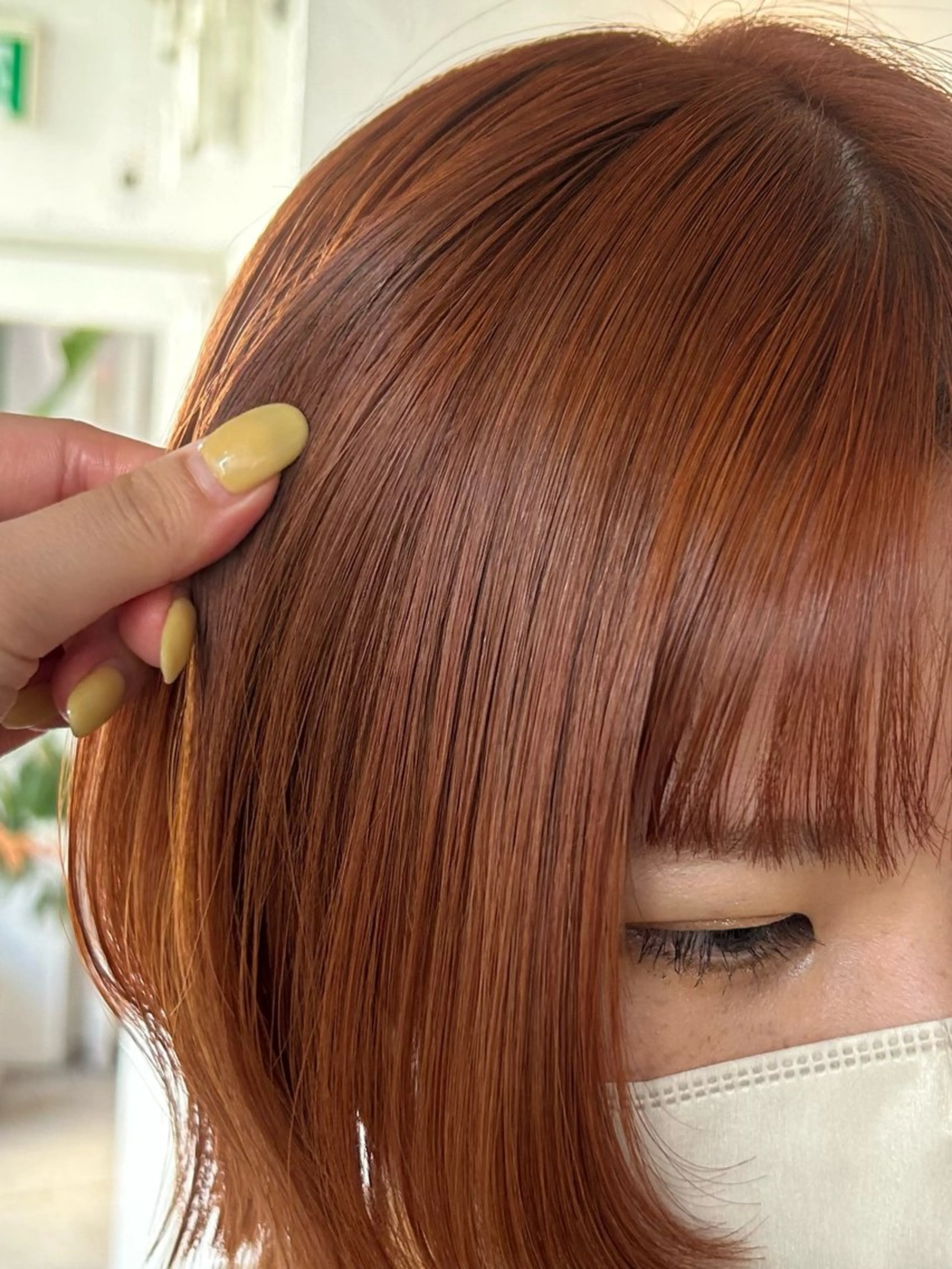 ミディアム カラー オレンジ カット ヘアカラー maho/垢抜け カラーパーマメイクのヘアスタイル