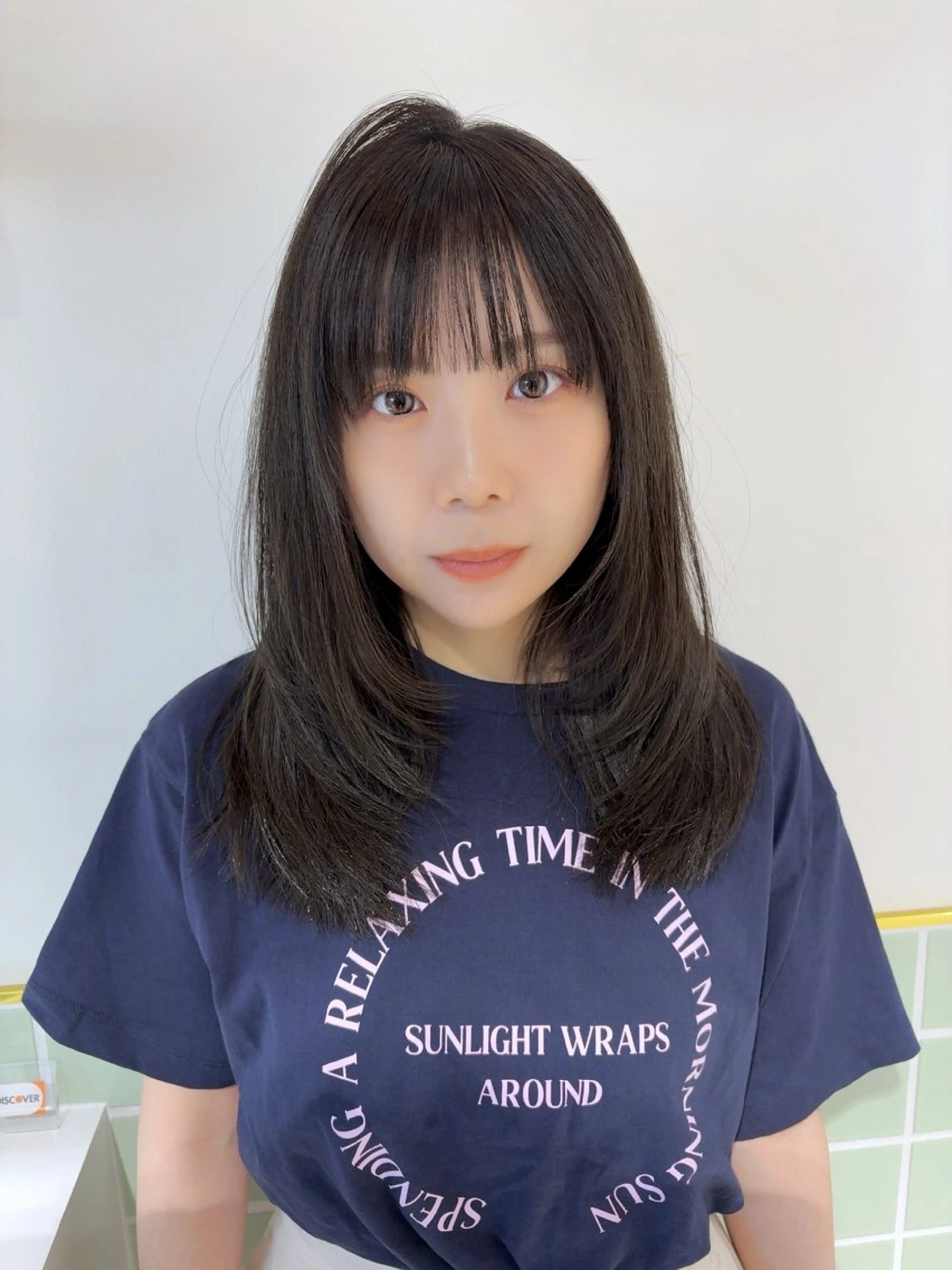 セミロング カラー ヘアアレンジ 透明感カラー くびれヘア 顔まわりレイヤー 顔周りカット 韓国風ヘア カット ヘアカラー トリートメント ヘッドスパ ヘアセット 二ヶ月綺麗が続くレ イヤー/星野六三四のヘアスタイル