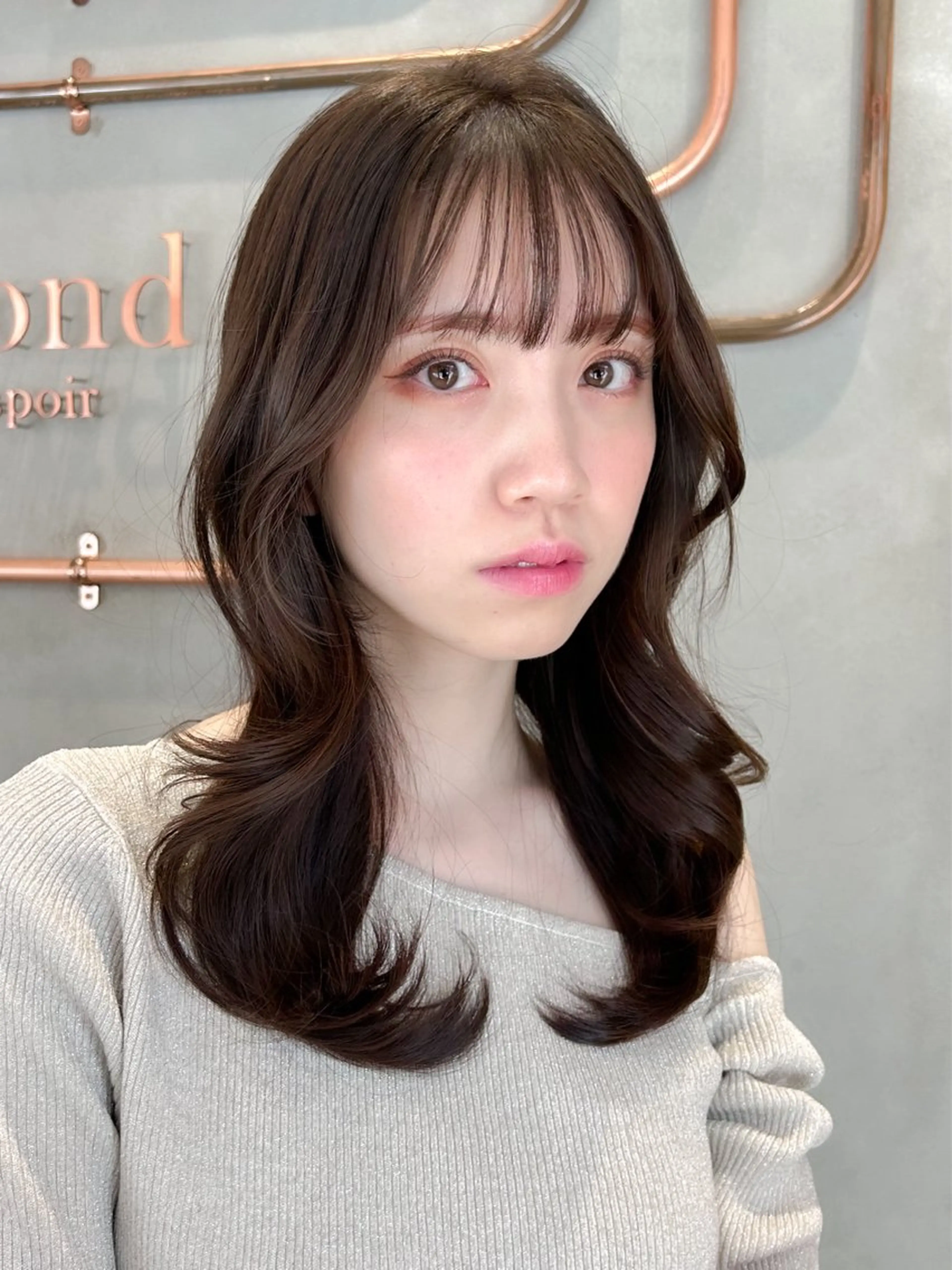 ミディアム 縮毛矯正 ヘアカラー 韓国ヘア🇰🇷/縮 毛矯正🫧/木村和生のヘアスタイル
