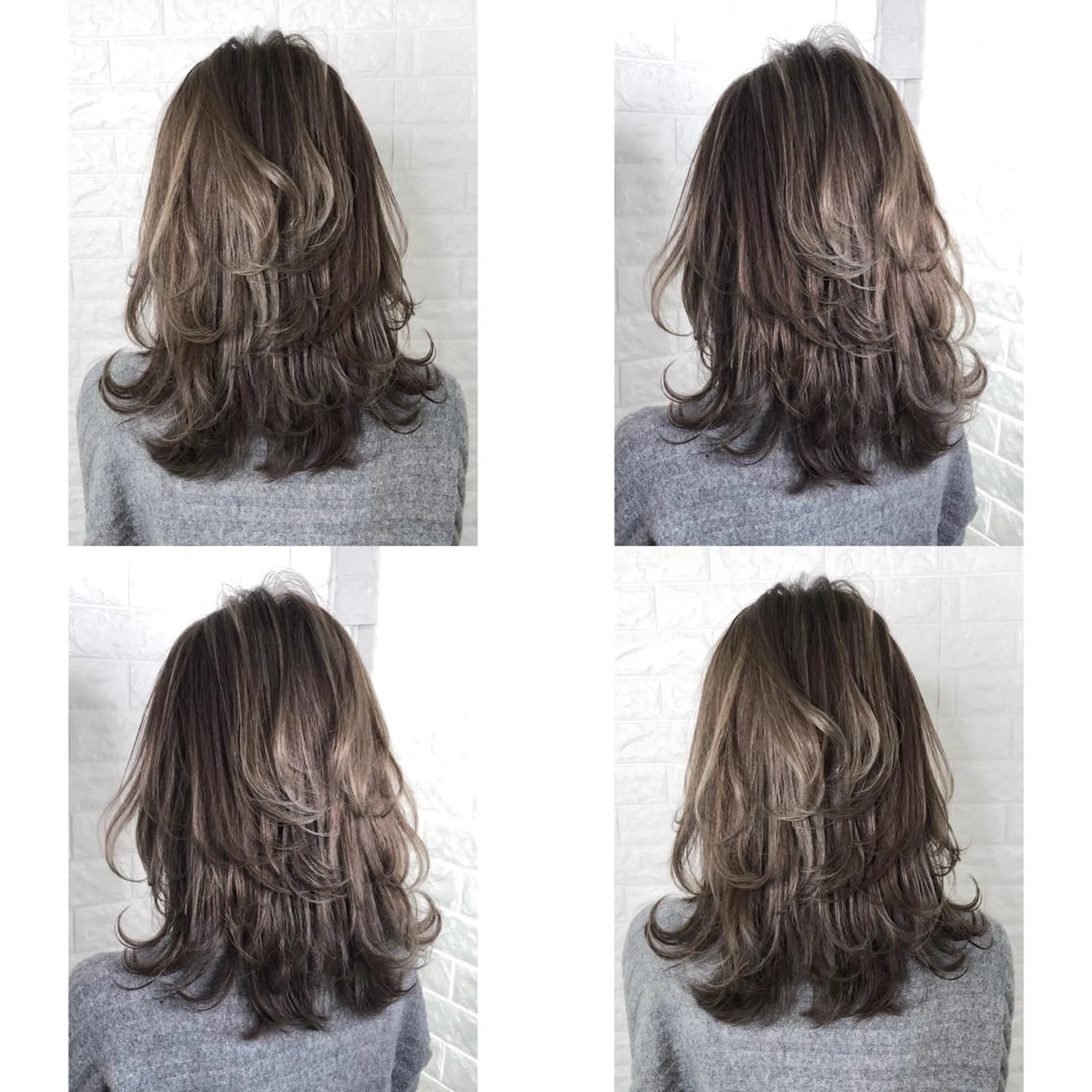 ミディアム カラー グレージュ ハイライトカラー 外国人風カラー ハイライト ウルフカット 髪質改善特化KIZU /艶髪研究（京都）のヘアスタイル