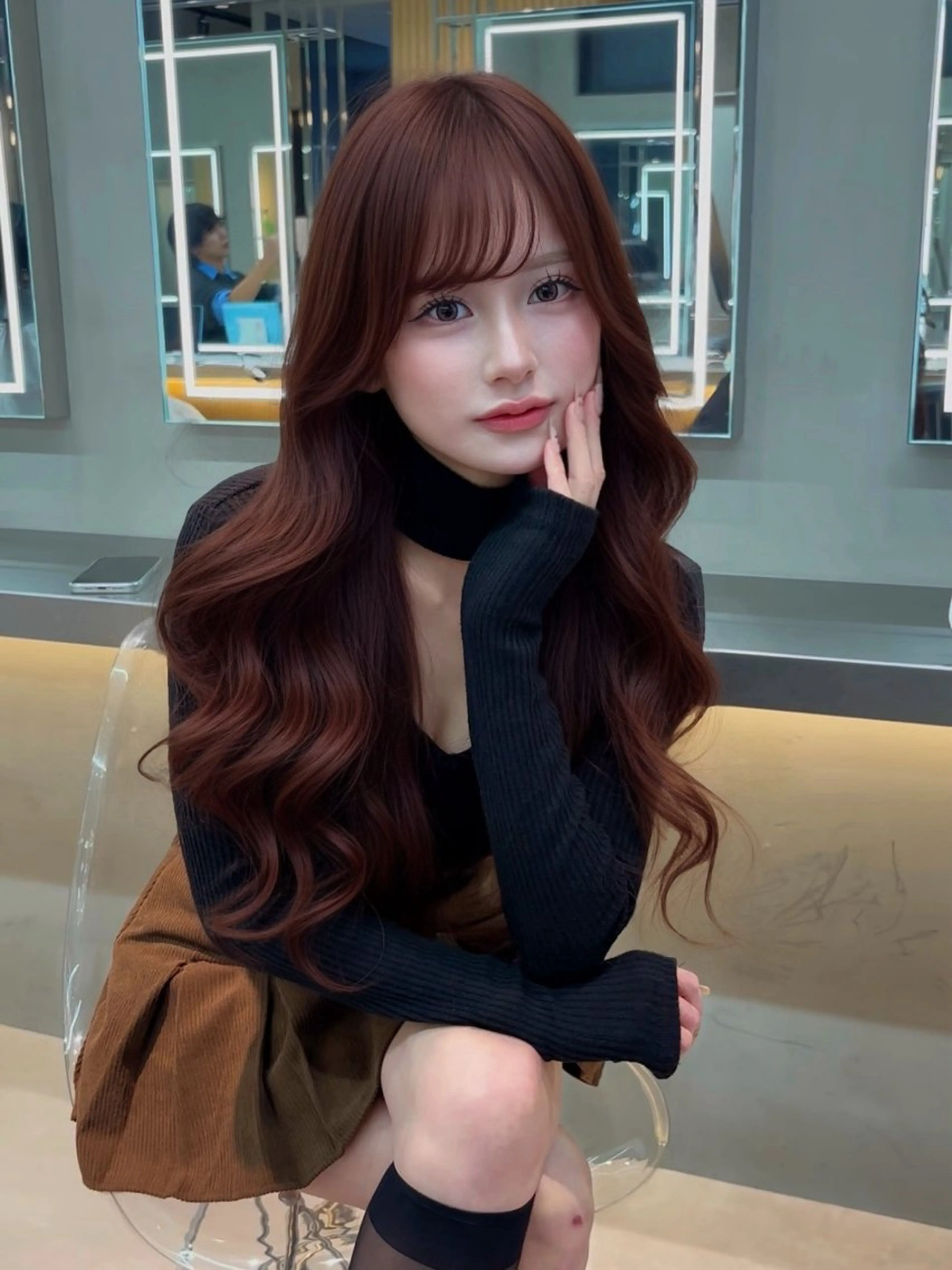 ロング カラー 髪質改善 レイヤーカット 縮毛矯正 【博多髪質改善】 吉村　清志のヘアスタイル