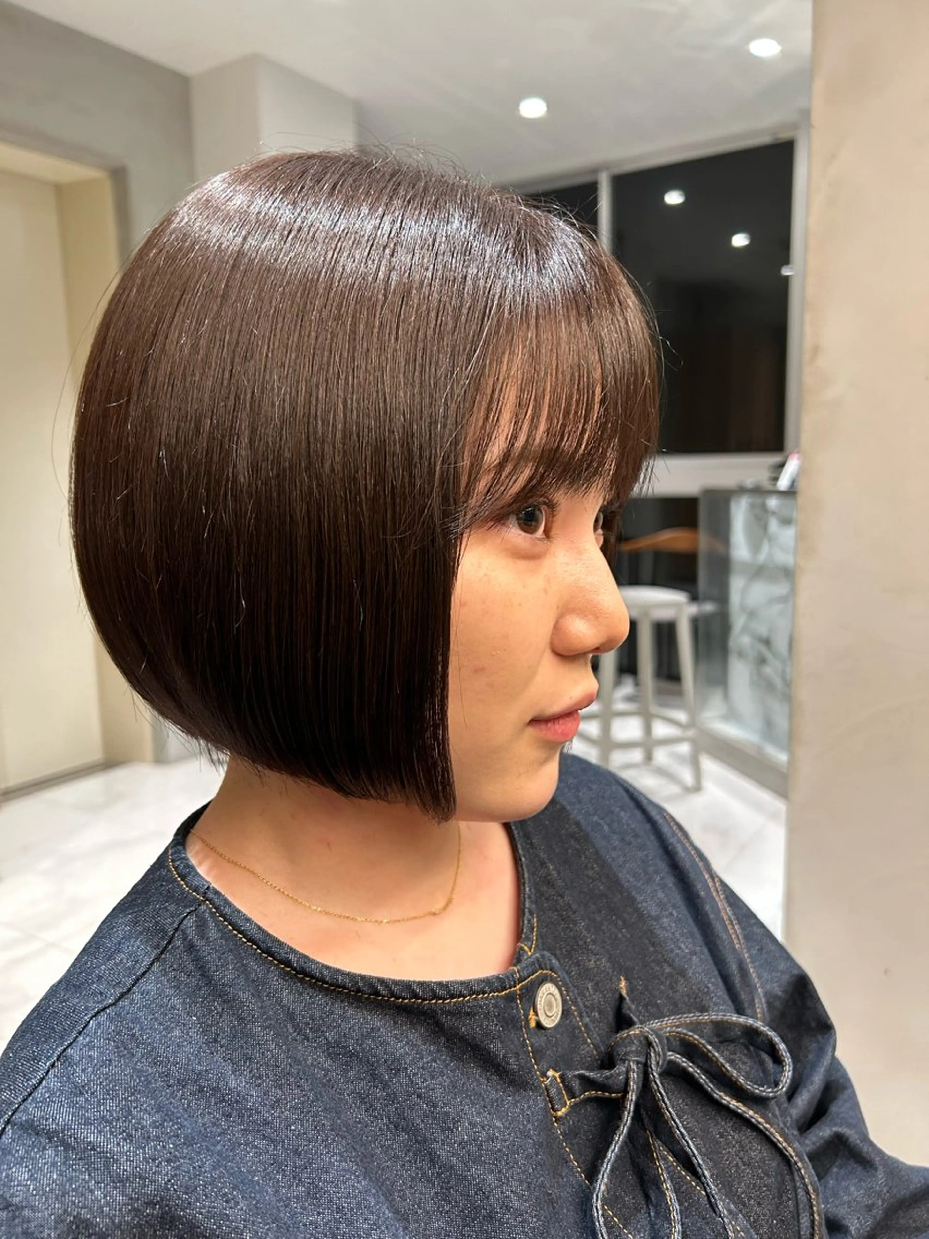 ミディアム ボブ 🫒🫒ブリーチなし 艶カラー🫒ヤマシロのヘアスタイル