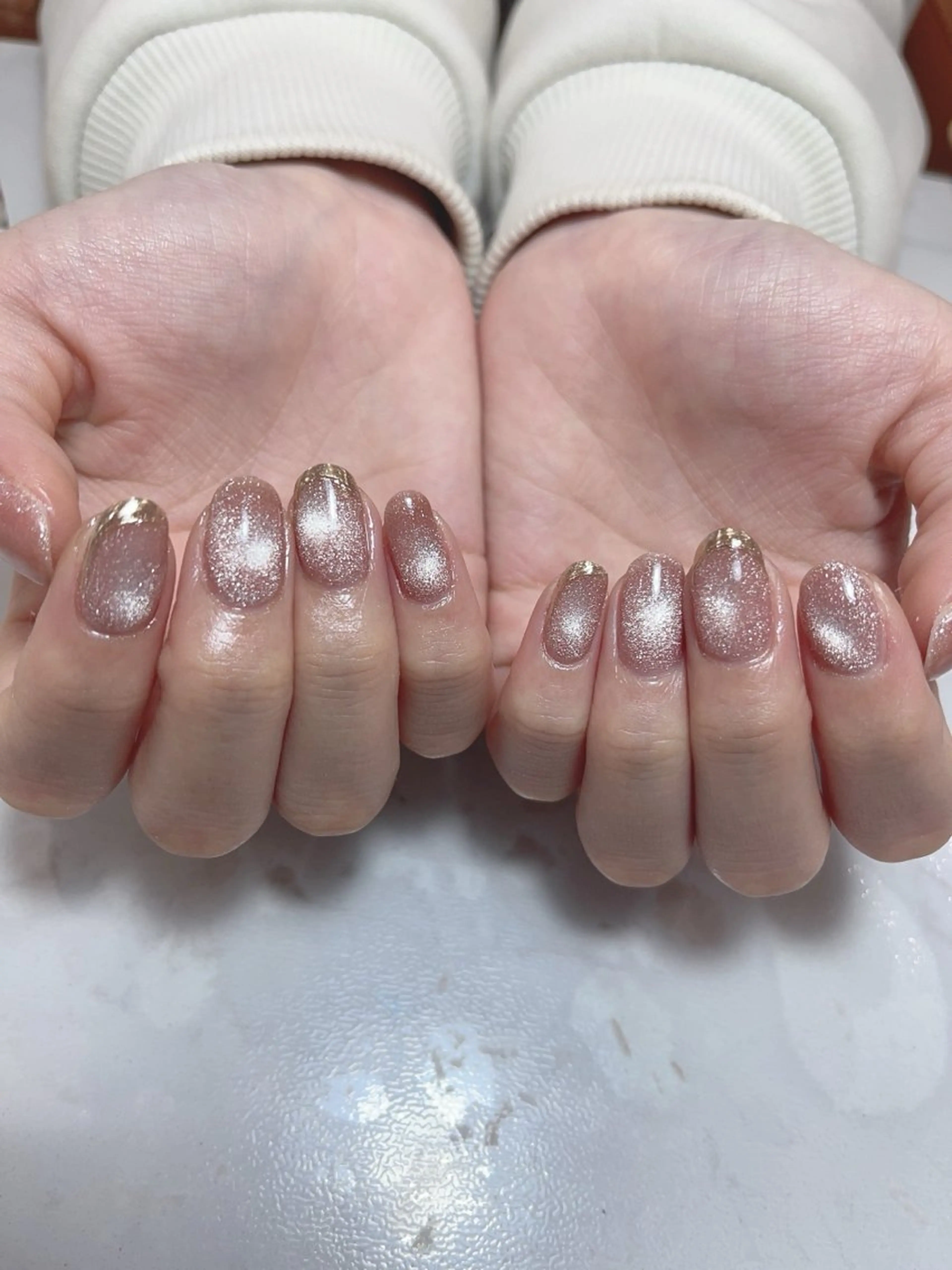 ネイル アートネイル フラッシュネイル フレンチネイル ガラスフレンチ グラデーション M2beauty Renaのネイルデザイン