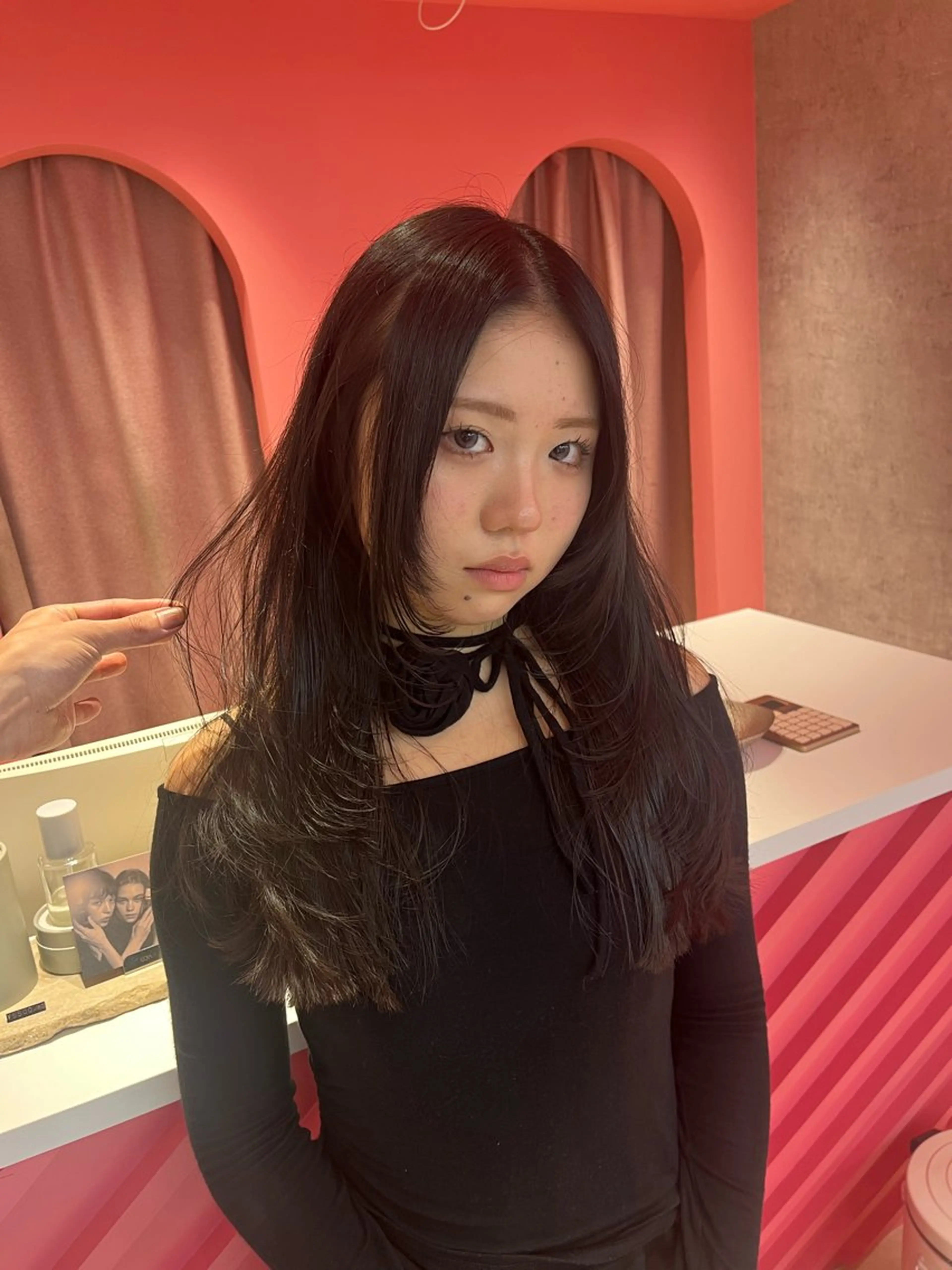 ミディアム カラー 山崎/ボブ縮毛矯正 レイヤー髪質改善のヘアスタイル