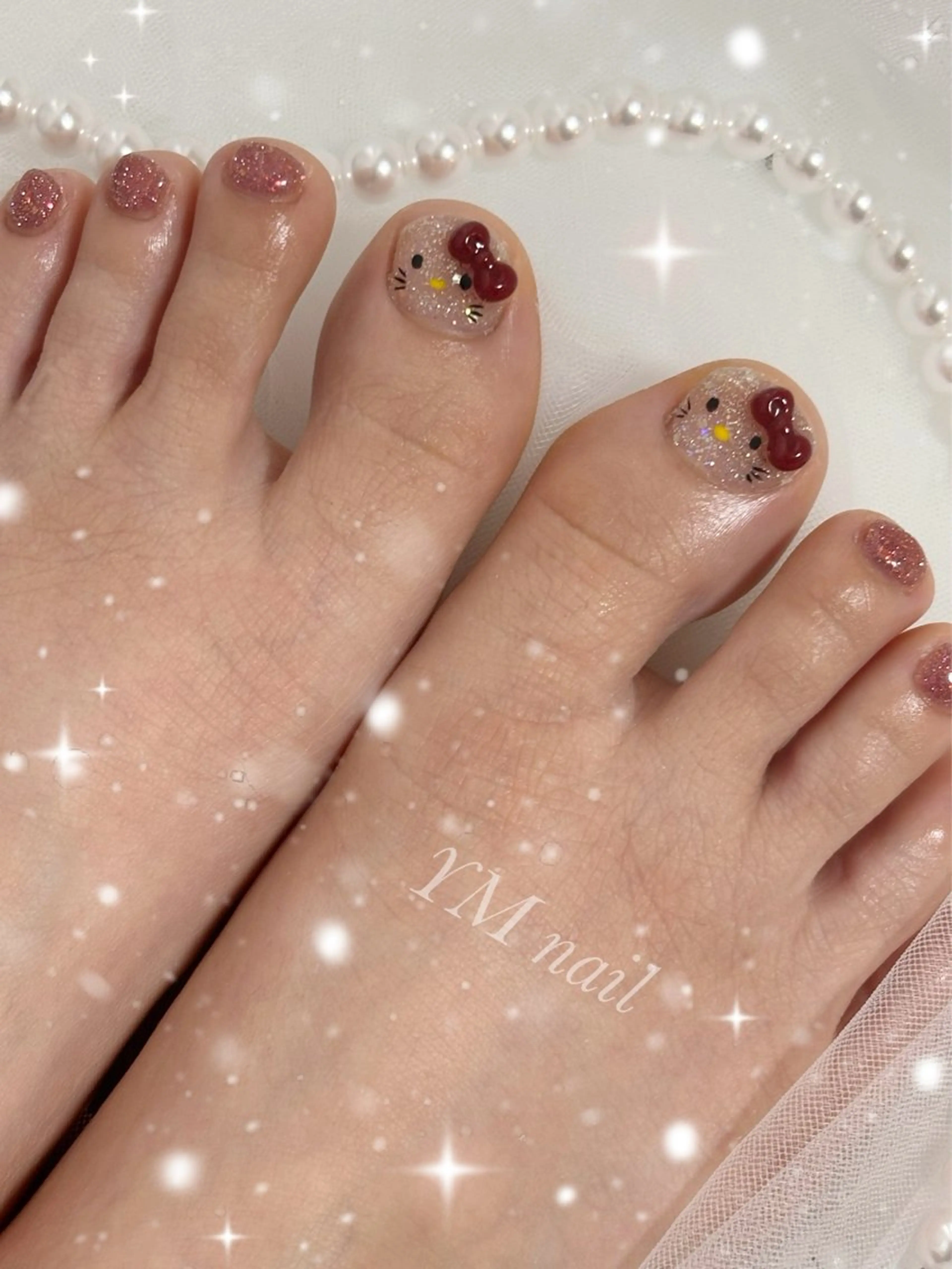 ネイル フラッシュネイル フットネイル キラキラネイル フットネイル YM nailのネイルデザイン