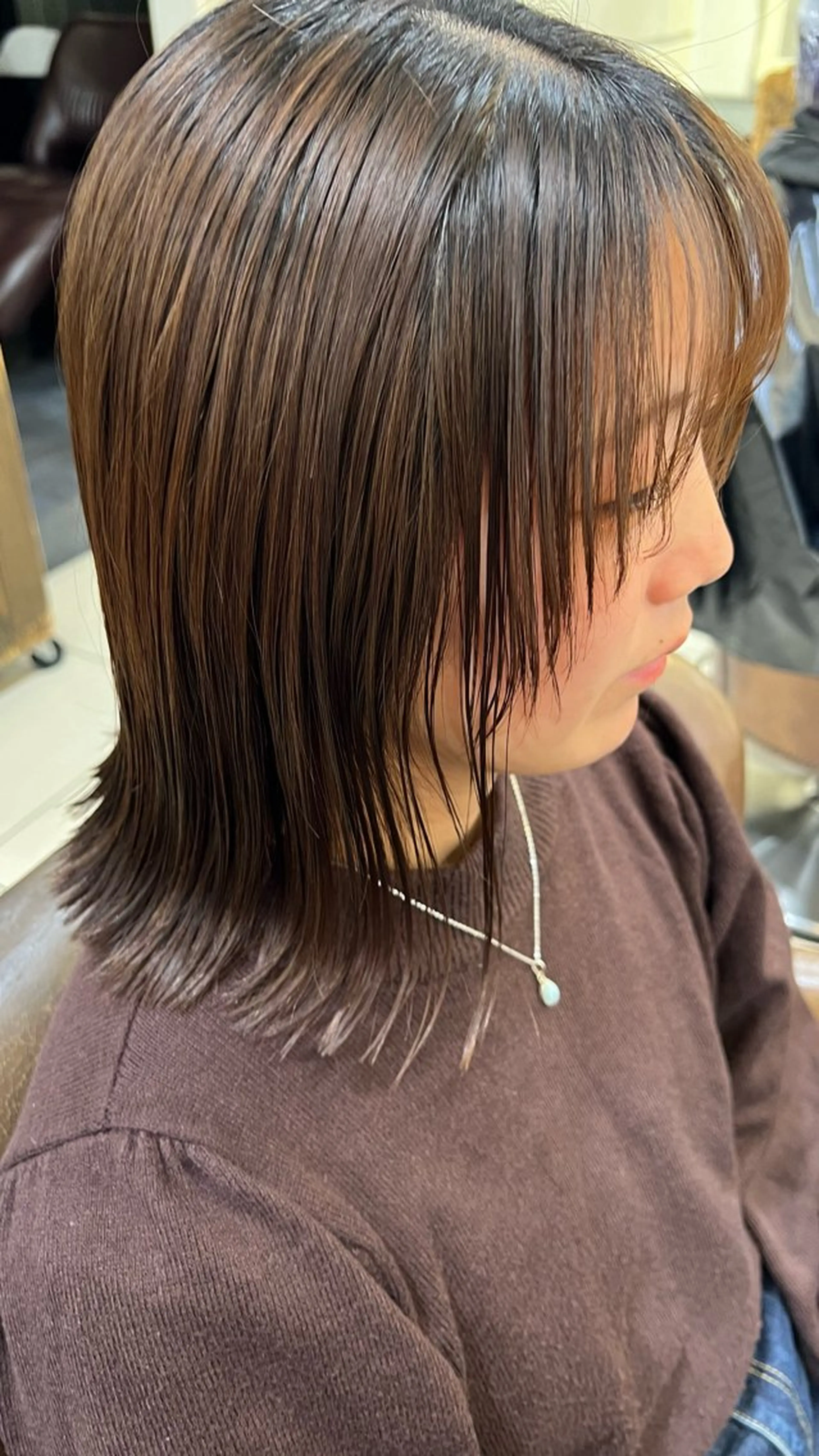 ミディアム 切りっぱなしボブ ボブ 顔まわりレイヤー 顔周りカット レイヤーカット 🍓🍇 MAHO💞のヘアスタイル