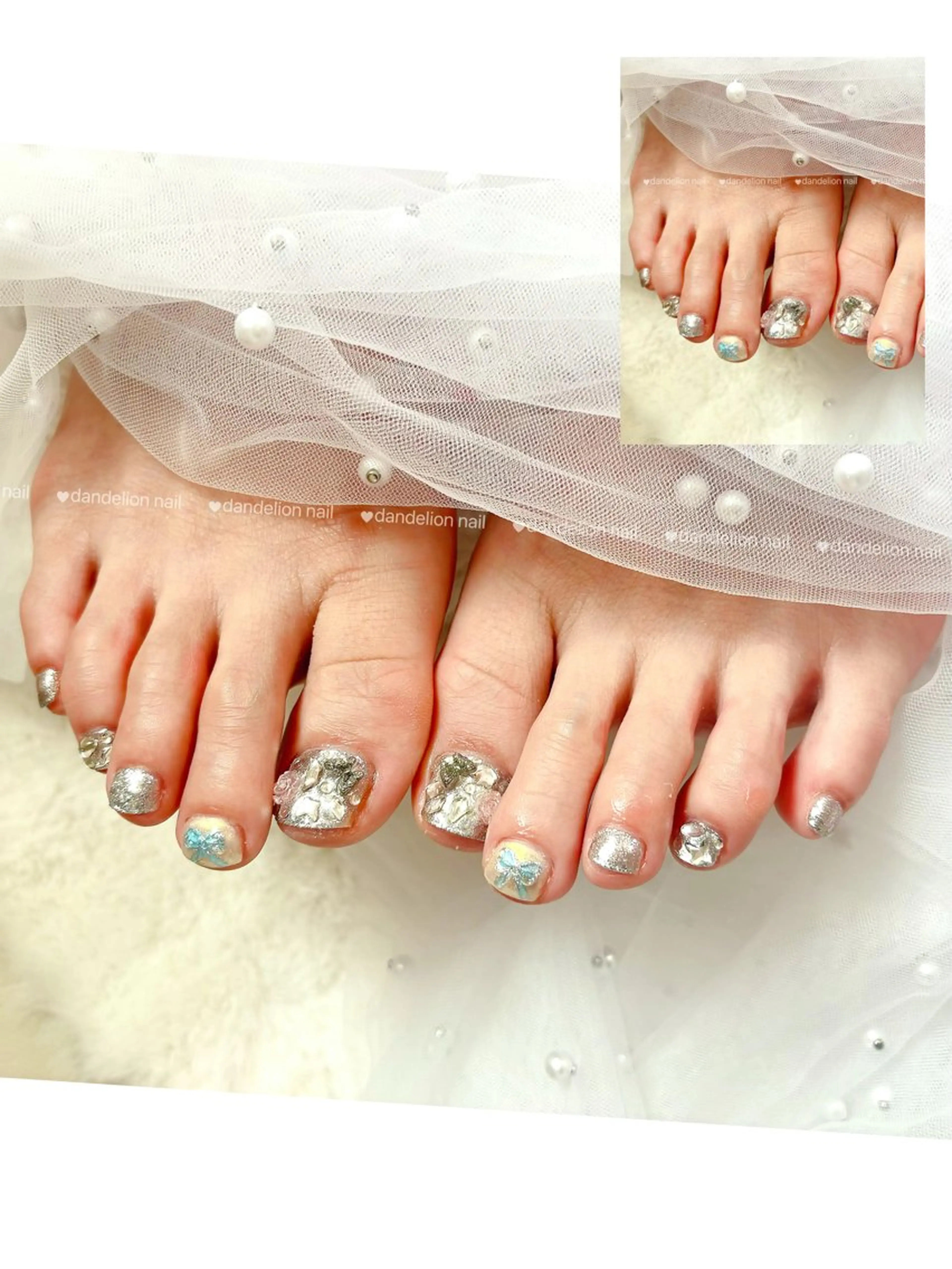 ネイル フットネイル キラキラネイル 持ち込み ワンホンネイル フットネイル dandelion nail北千住のネイルデザイン