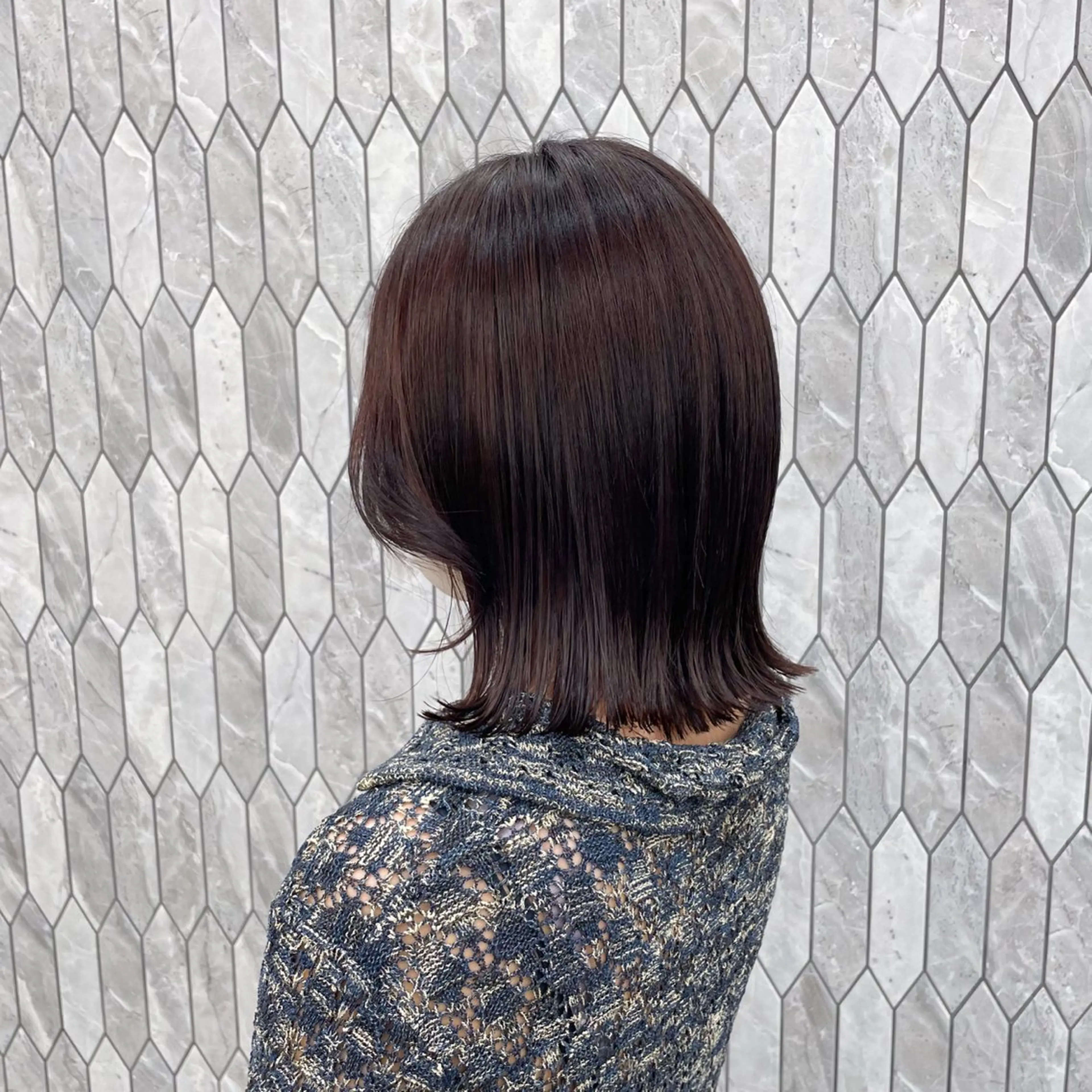 ミディアム ボブ 外ハネヘア 縮毛矯正/ストンボブ Wカラー💎ヒデジのヘアスタイル