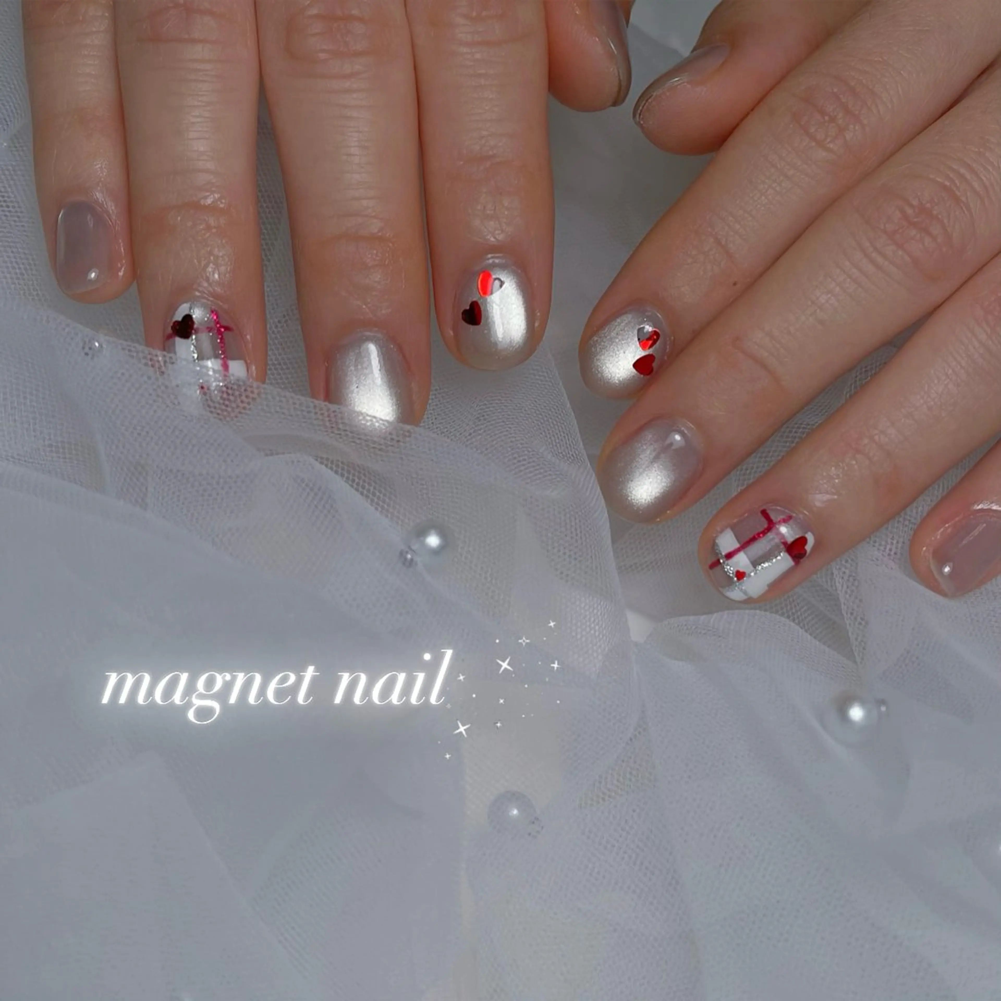ネイル 長さ出し ジェルネイル 韓国ネイル マグネットネイル パラジェル ハンドネイル RE SALONのネイルデザイン