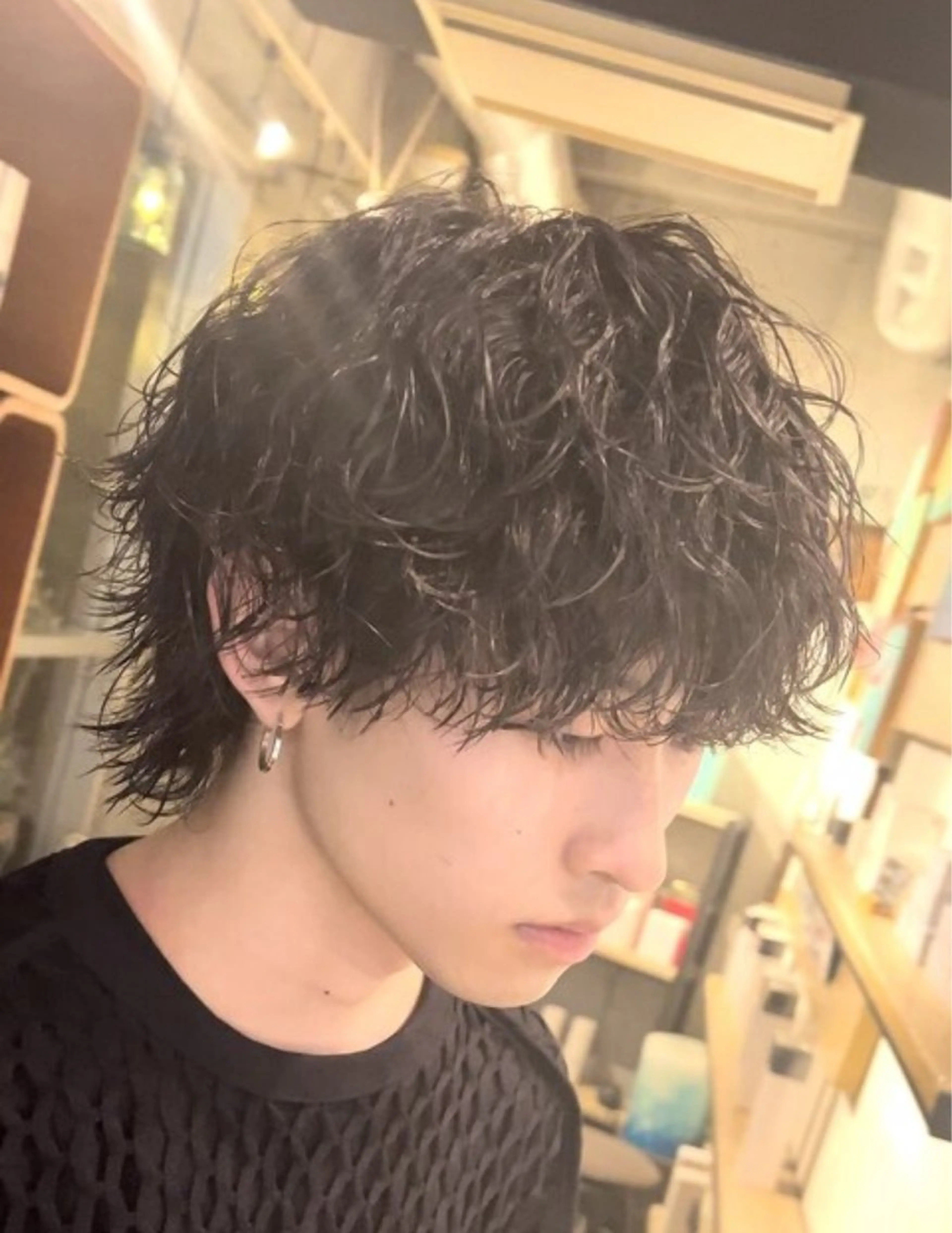 パーマ メンズ メンズパーマ ツイストスパイラルパーマ 波巻きパーマ メンズウルフカット ウルフカット カット パーマ メンズ/シャドウ/ 波巻き/kyogoのヘアスタイル