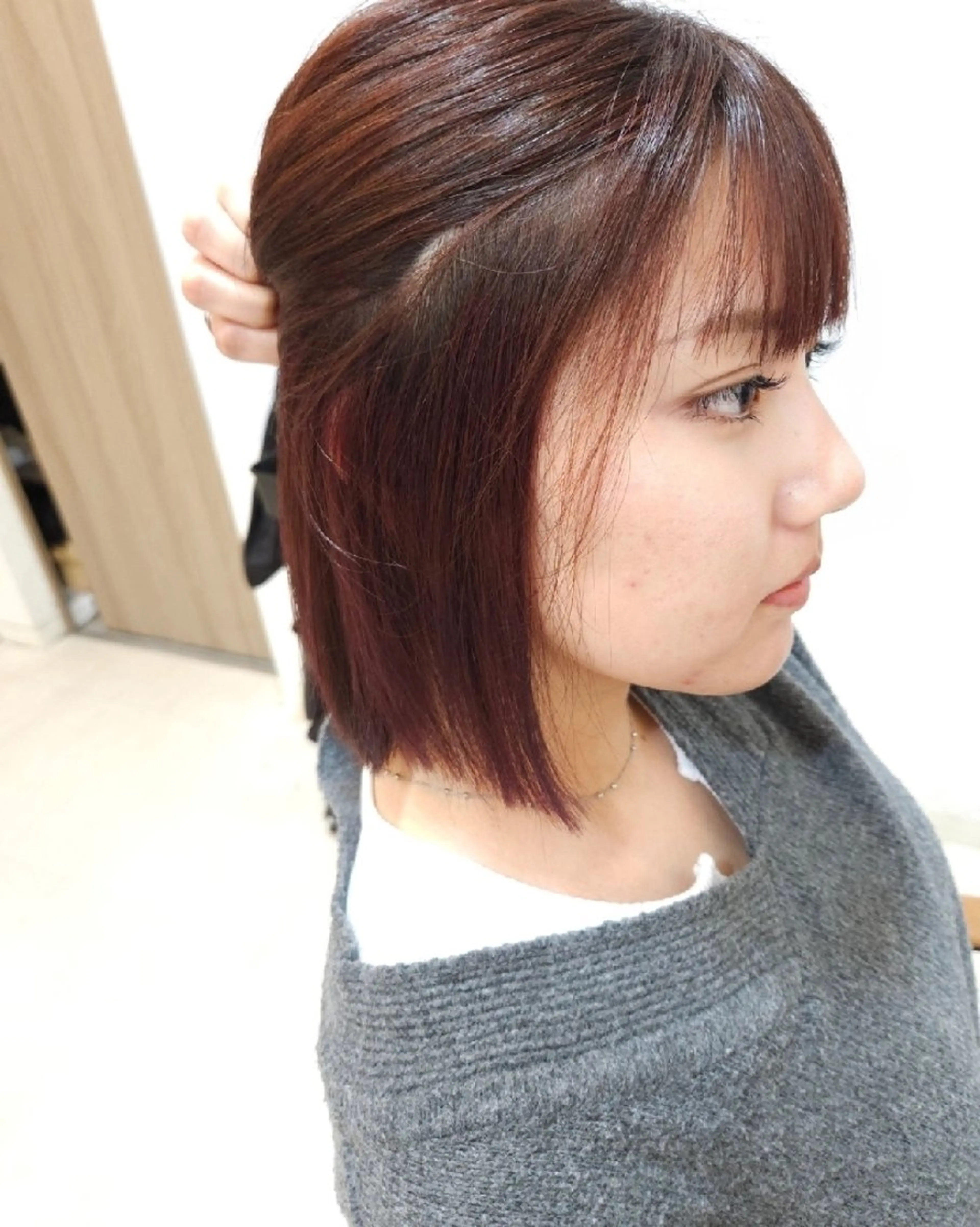 ミディアム パープルカラー nico ニコのヘアスタイル