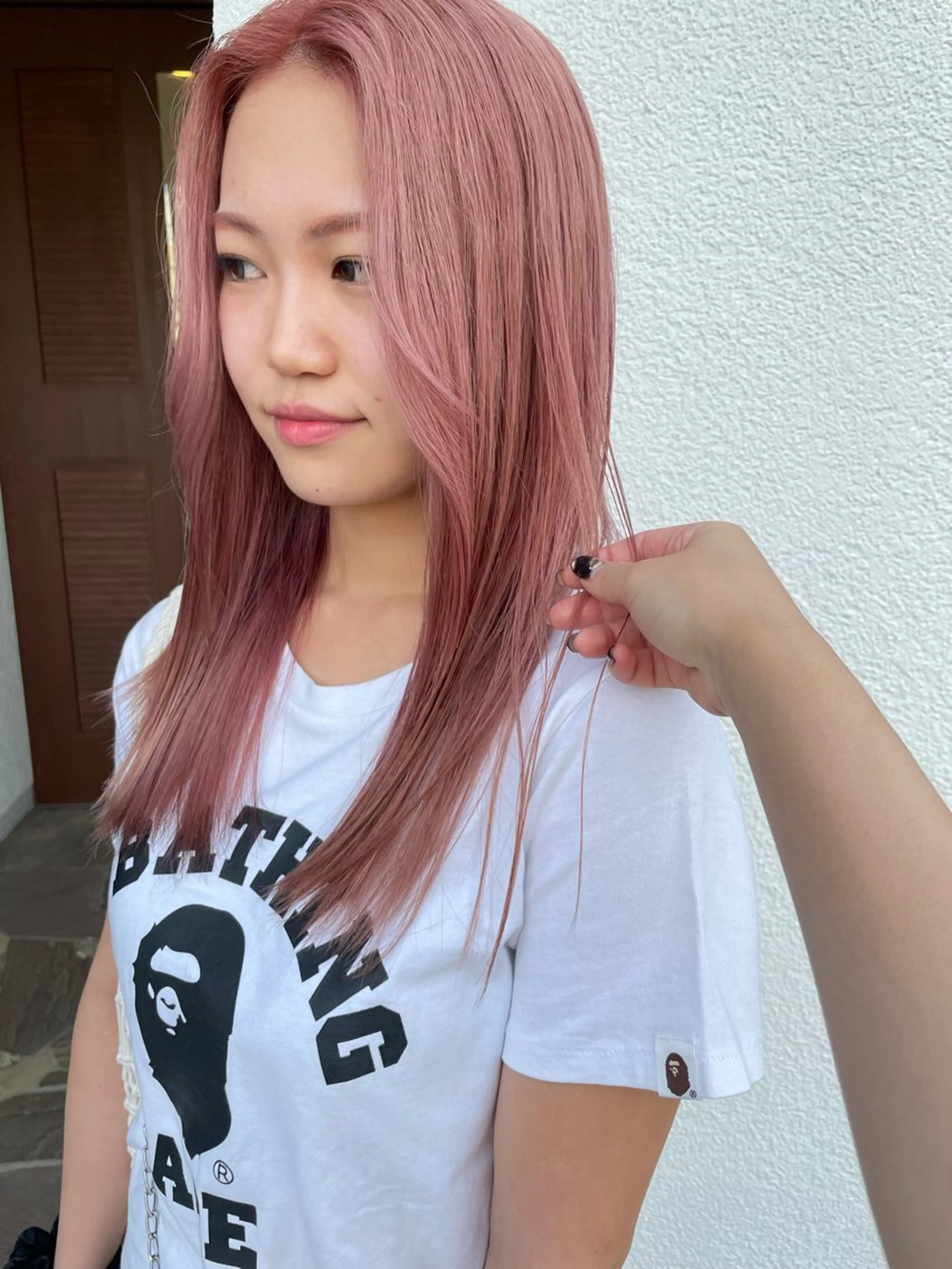 ロング カラー ベージュカラー ピンクカラー ピンクベージュ ヘアカラー ミツキ/ 透明感カラー/セットのヘアスタイル