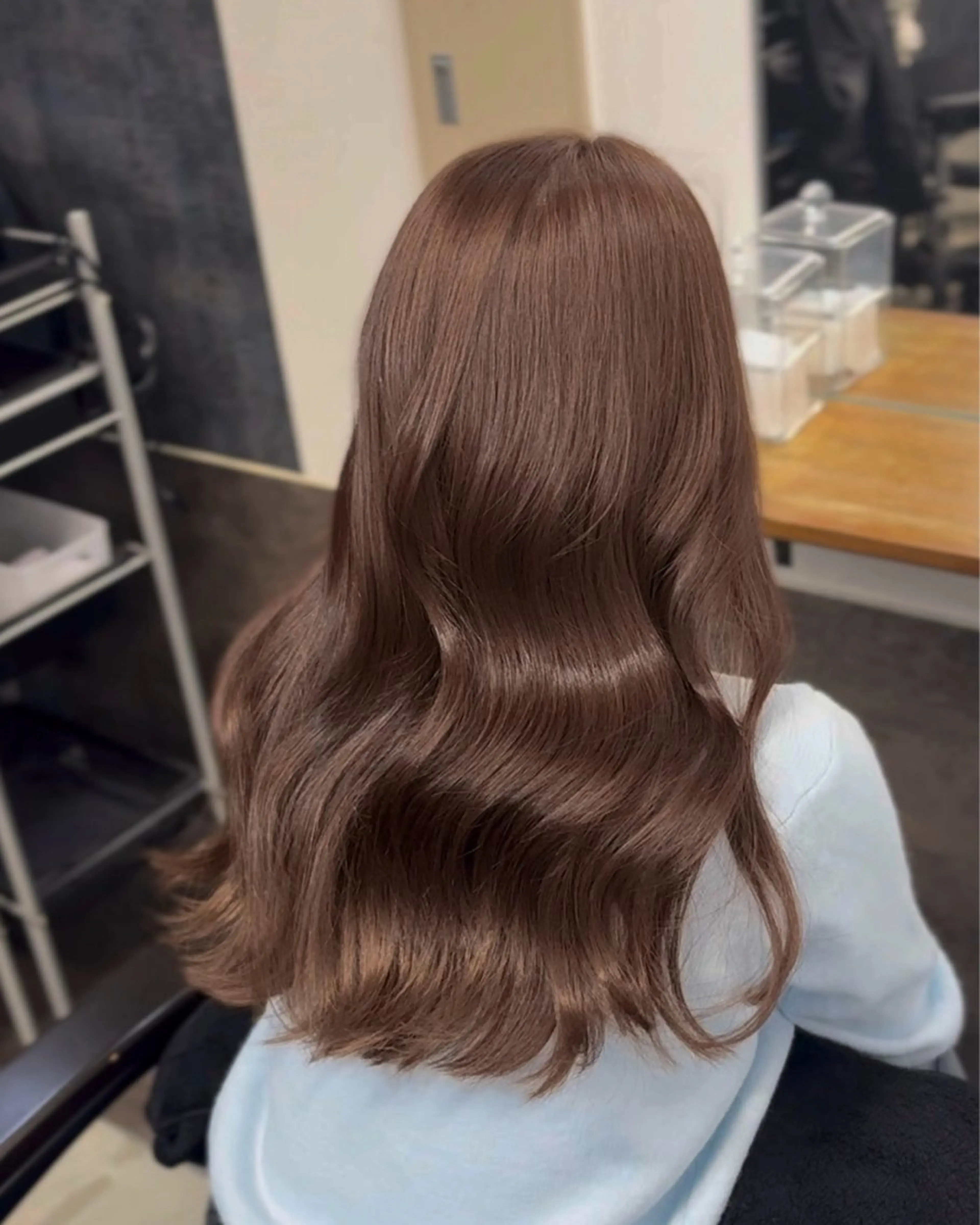 カラー ブリーチ ブラウンカラー 透明感カラー ダブルカラー モカブラウン ヘアカラー 🩵福岡ブリーチなし レイヤー/紫音🩵のヘアスタイル