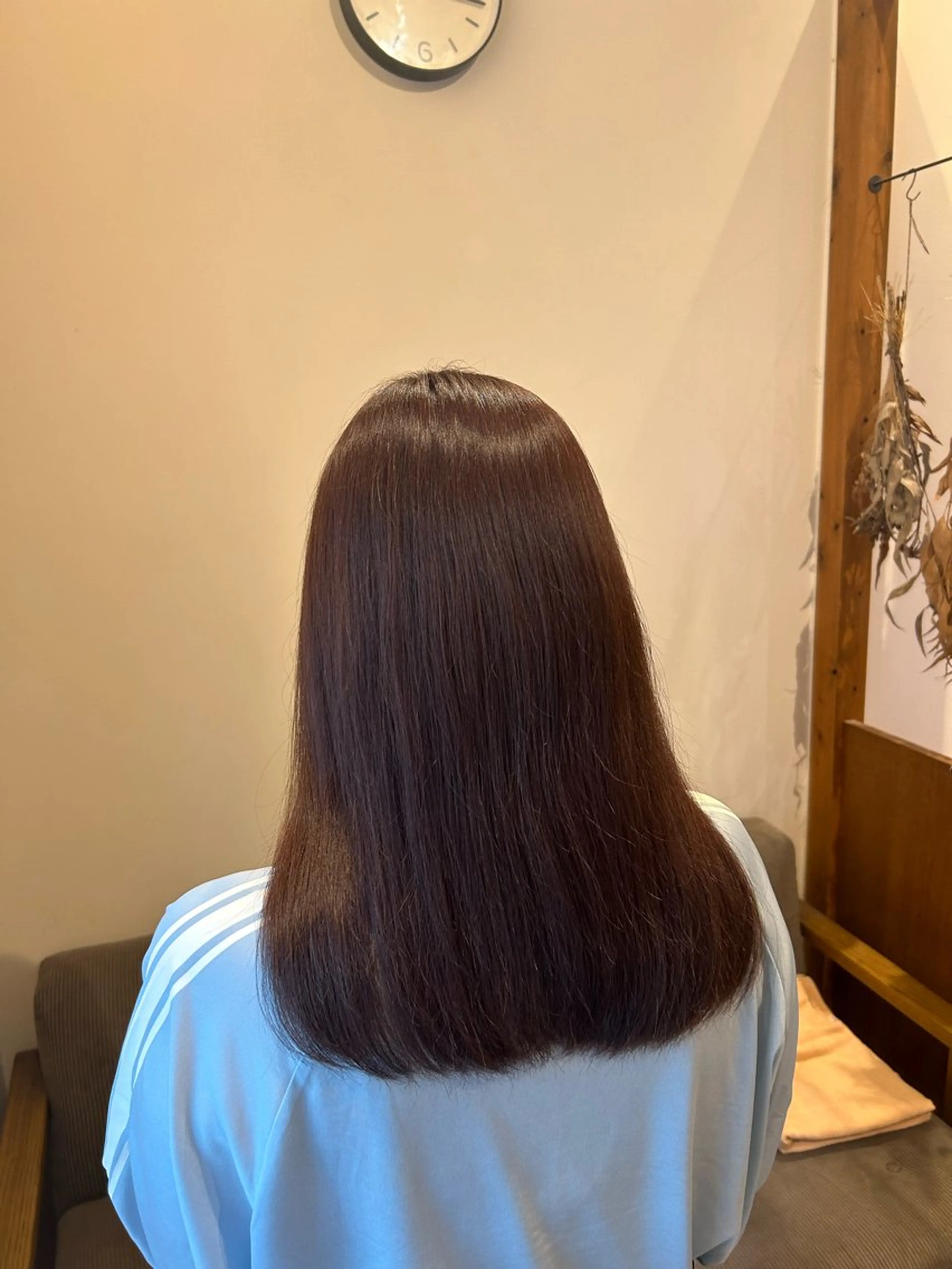 セミロング カラー ブラウンカラー カシス 透明感カラー パープルカラー 田中 琴鈴のヘアスタイル