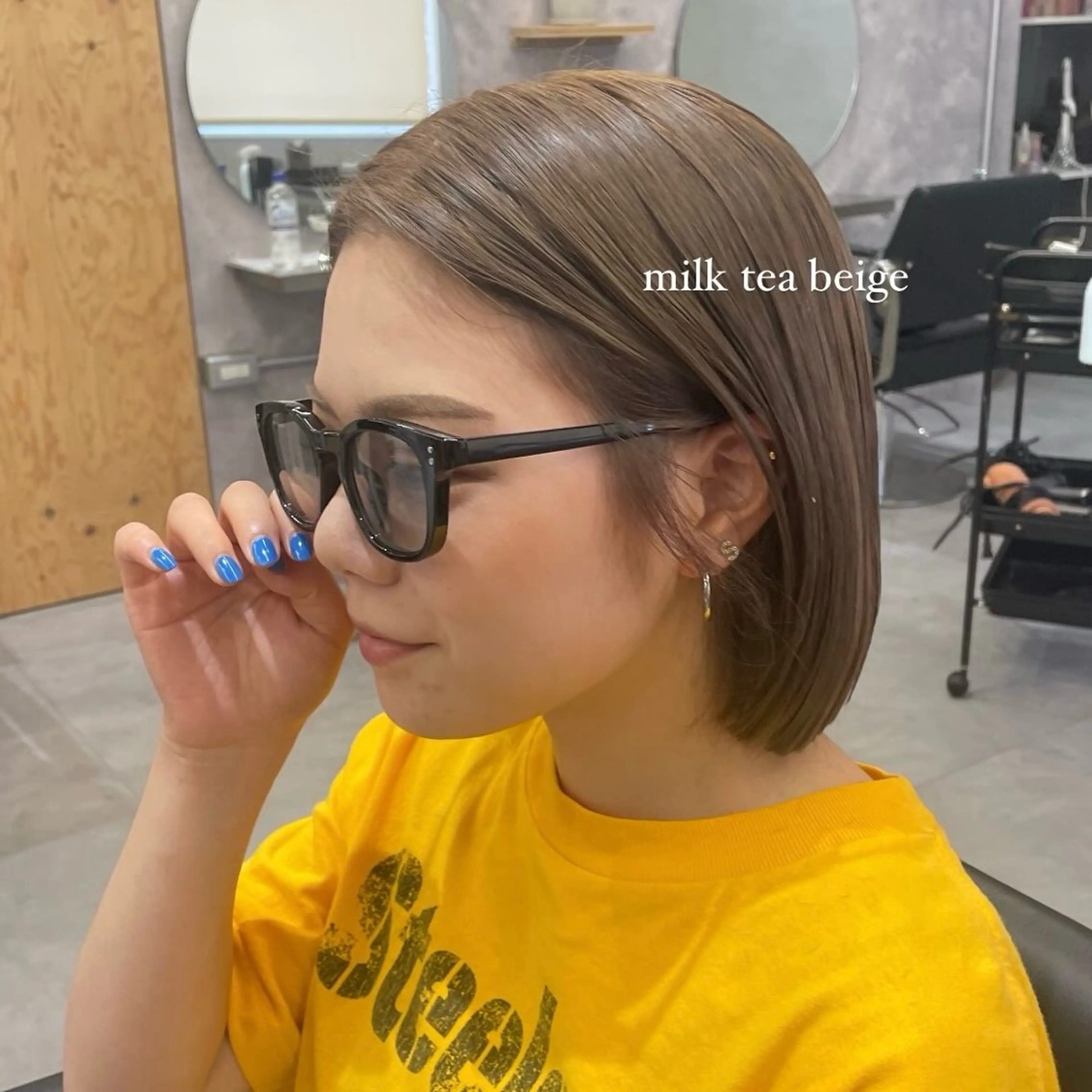 ミディアム カット ヘアカラー Mirai/ 艶カラー/暖色カラーのヘアスタイル