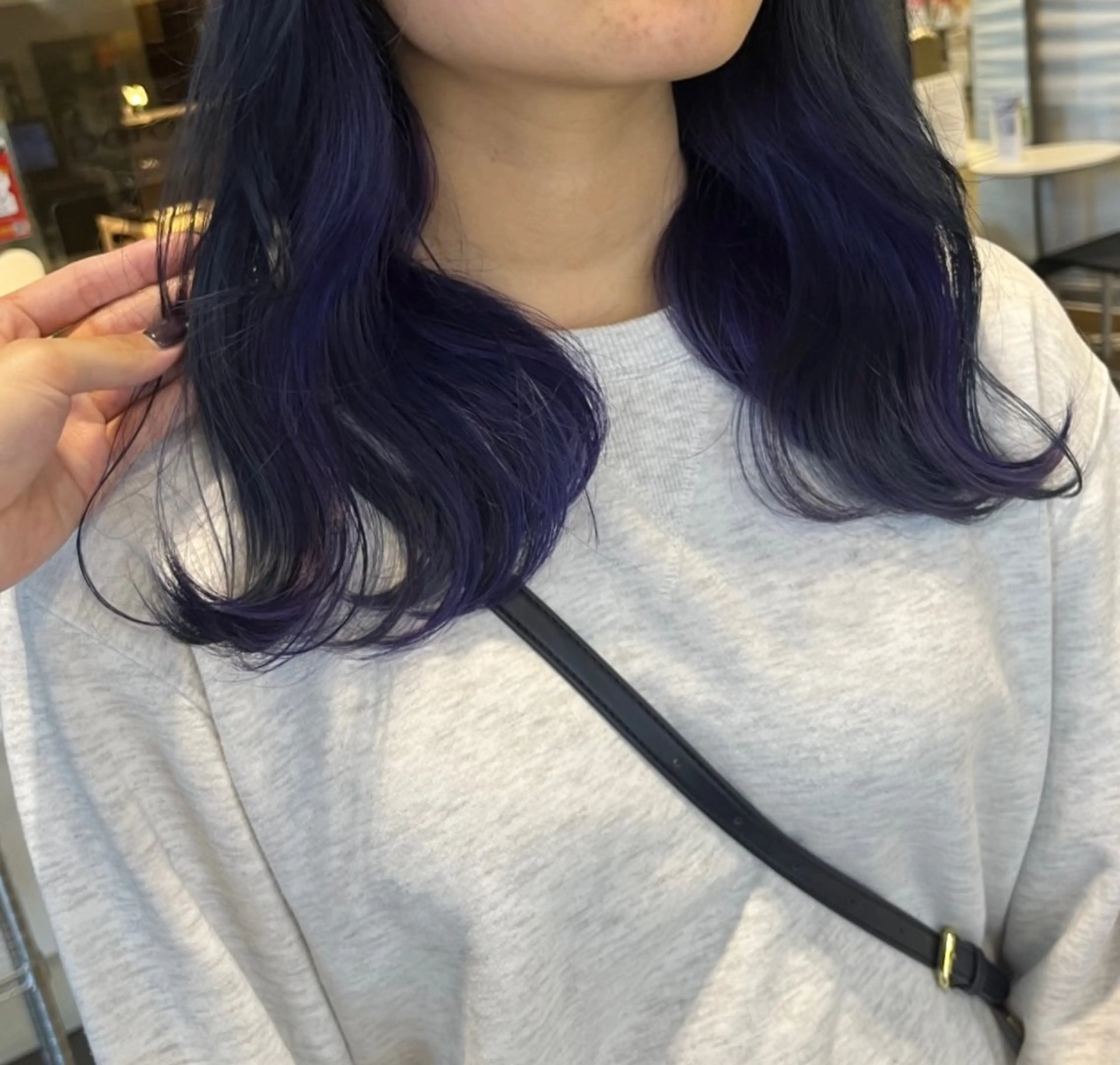 セミロング カラー uni 江坂🦋 木下風子のヘアスタイル