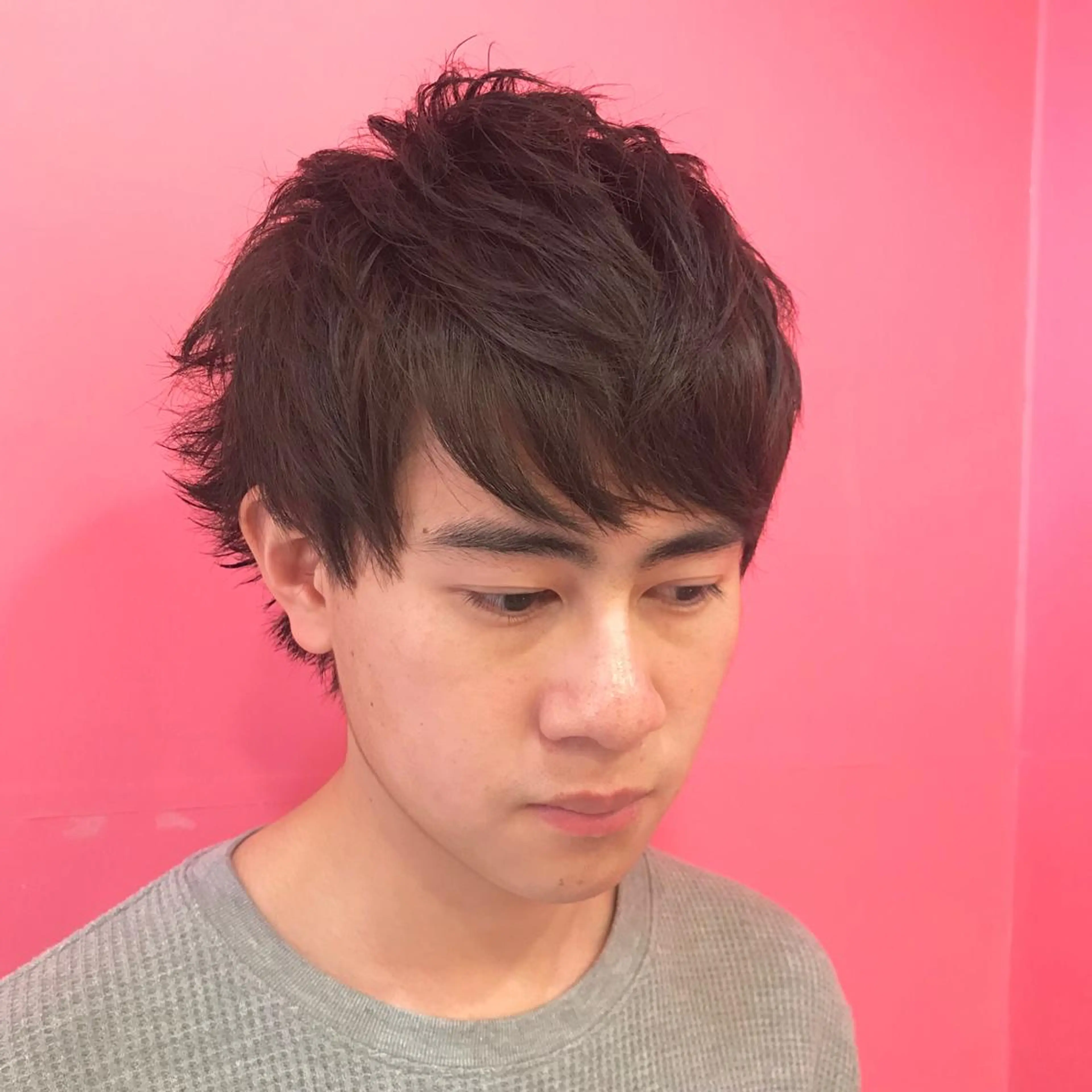 ショート カラー メンズ メンズウルフカット アッシュ ブルーカラー ブルーアッシュ ウルフカット Vir by browのヘアスタイル