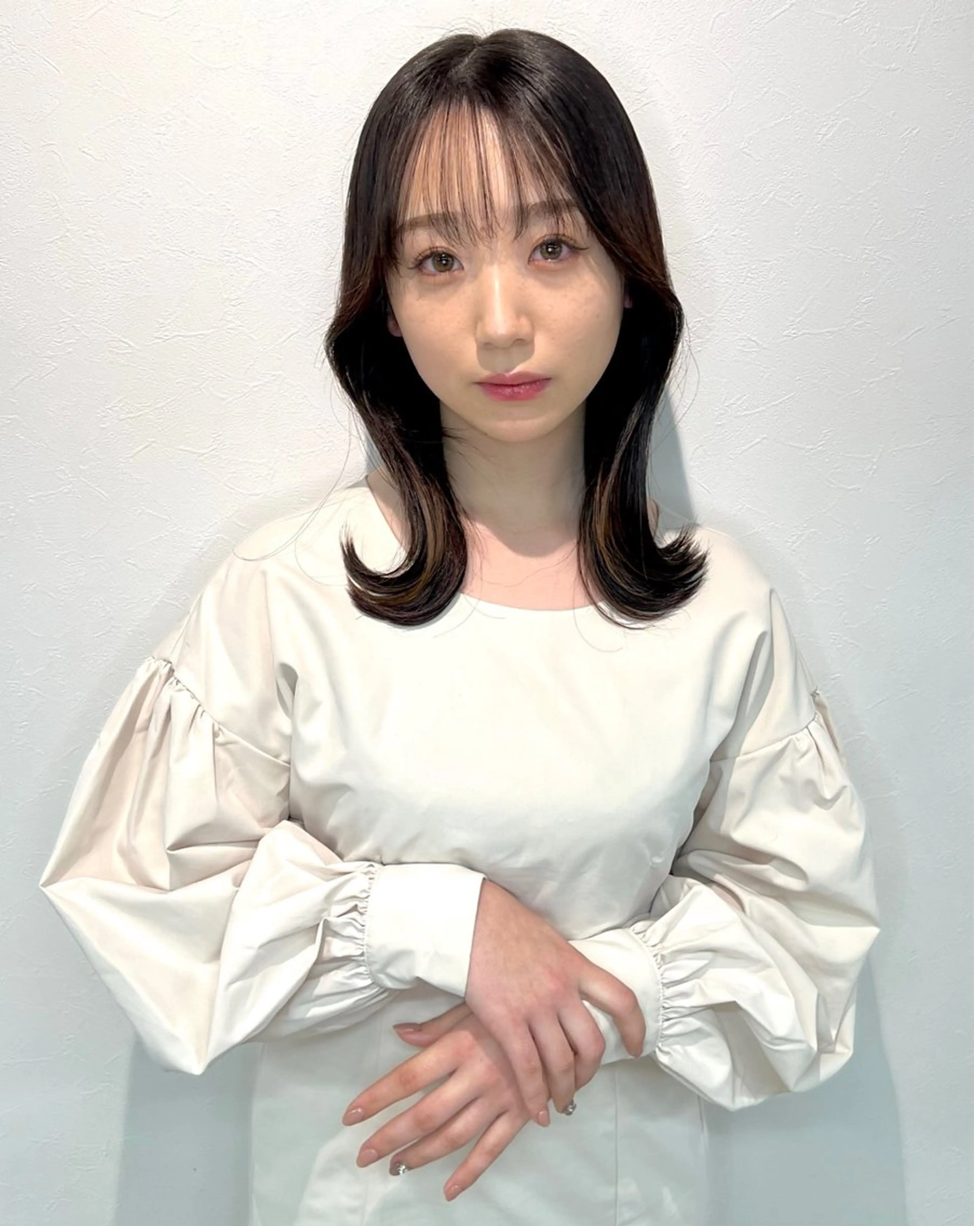 ミディアム くびれヘア カット ヘアカラー トリートメント レイヤー/韓国/艶髪 /タカマサのヘアスタイル