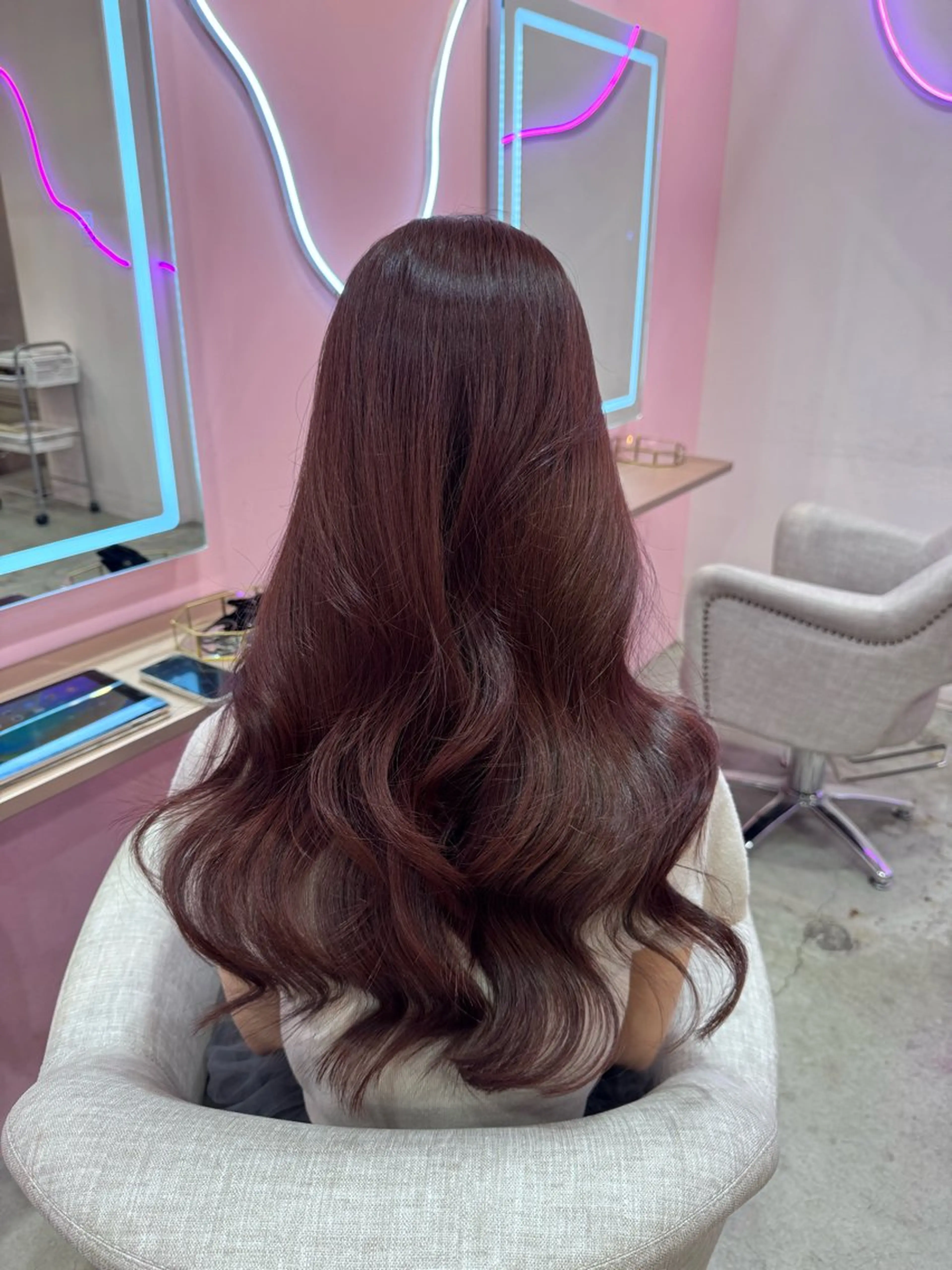 ロング カラー Miu 名古屋カット ミディアム/ピンク髪のヘアスタイル