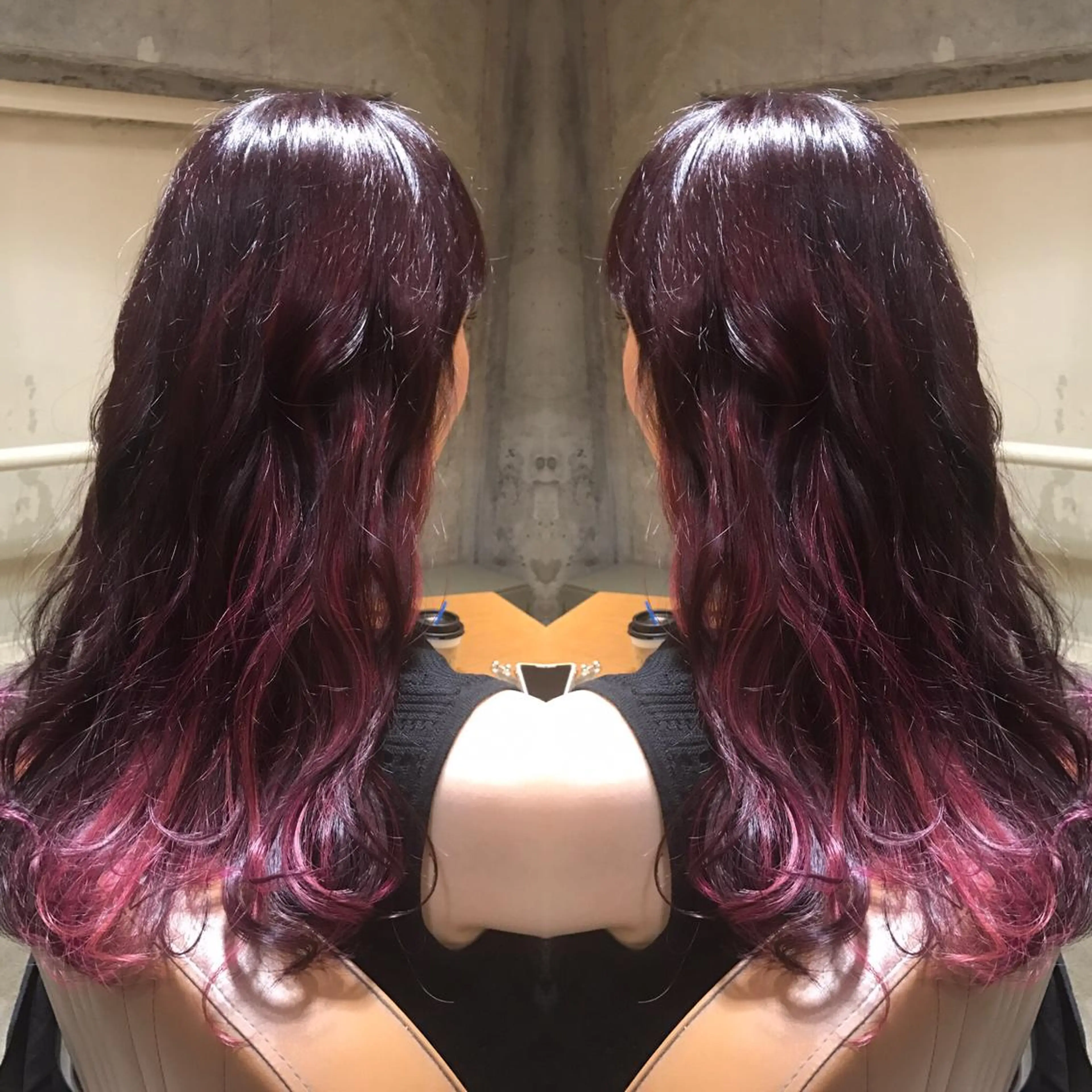 セミロング カラー パーマ ヘアアレンジ メンズ キッズ ネイル マツエク・マツパ ダブルカラー ピンクカラー カラーマツエク ピンク サロンドミルク 原宿のヘアスタイル