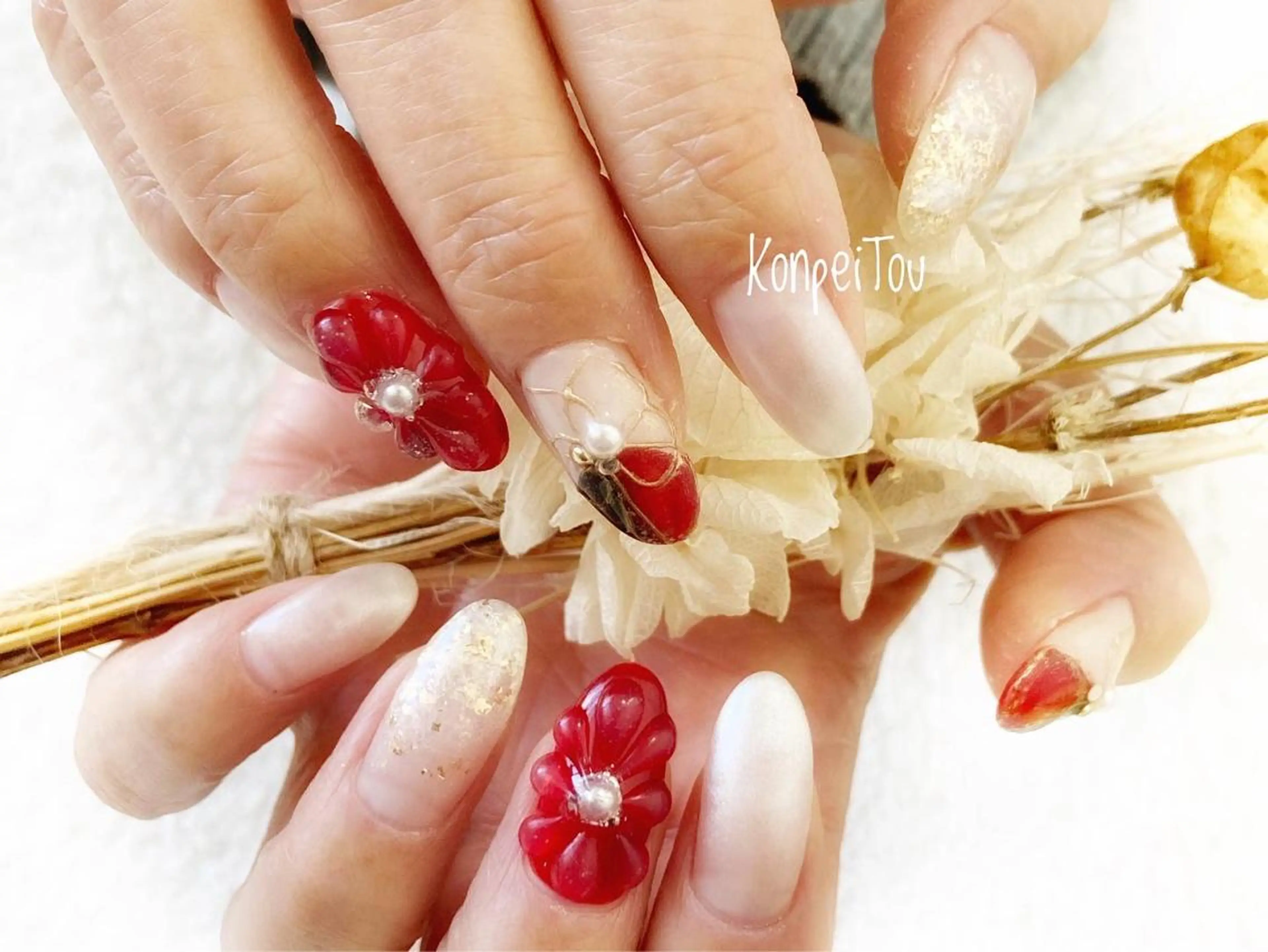 ネイル 成人式 ハンドネイル おうちのネイルサロン KonpeiTouのネイルデザイン
