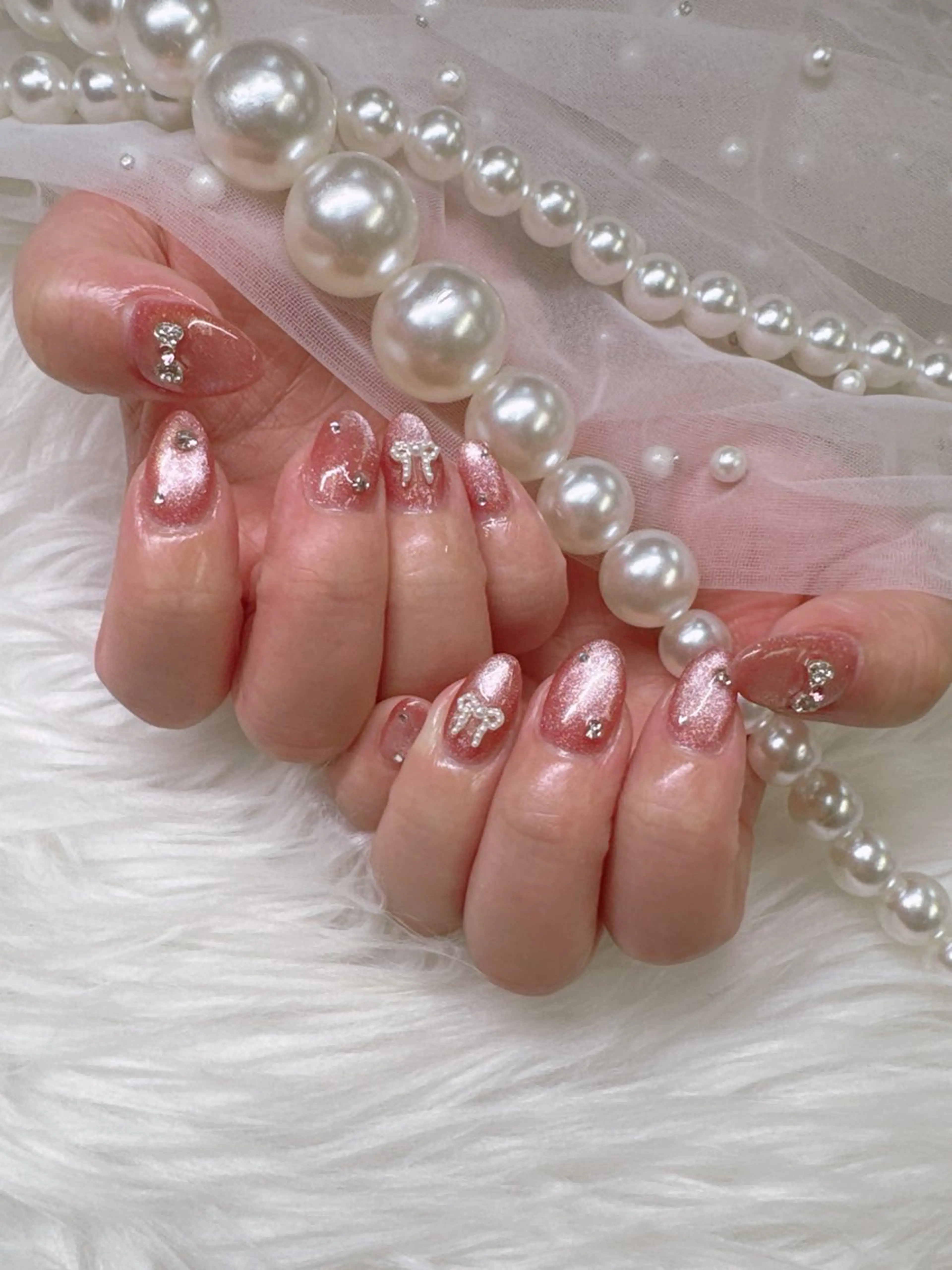 ネイル フレンチネイル ジェルネイル ガラスフレンチ キラキラネイル パラジェル ハンドネイル Queeens nailのネイルデザイン