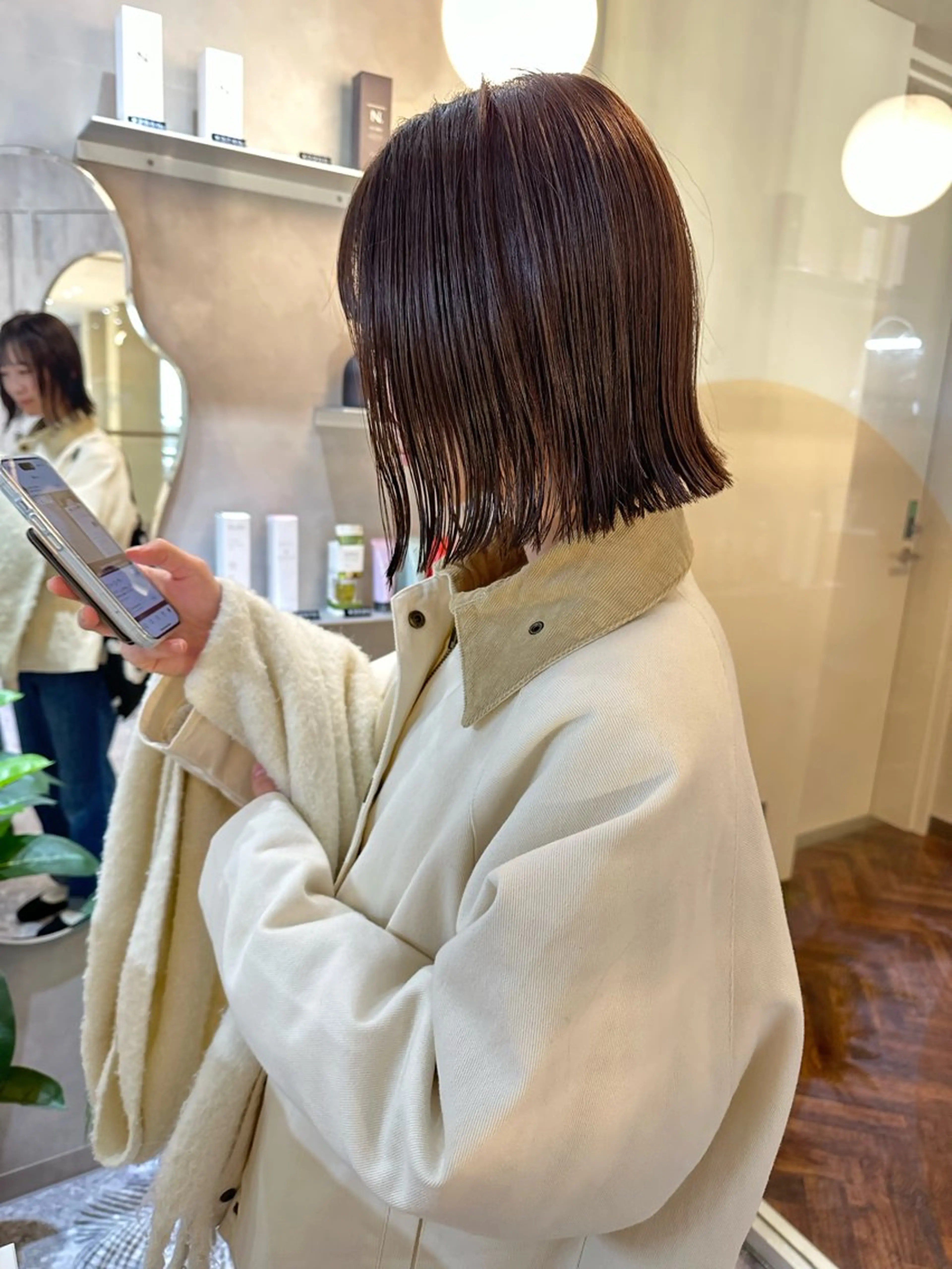 ミディアム ボブ ヘアカラー トリートメント レイヤー/ボブ/ 顔周り/yukinaのヘアスタイル