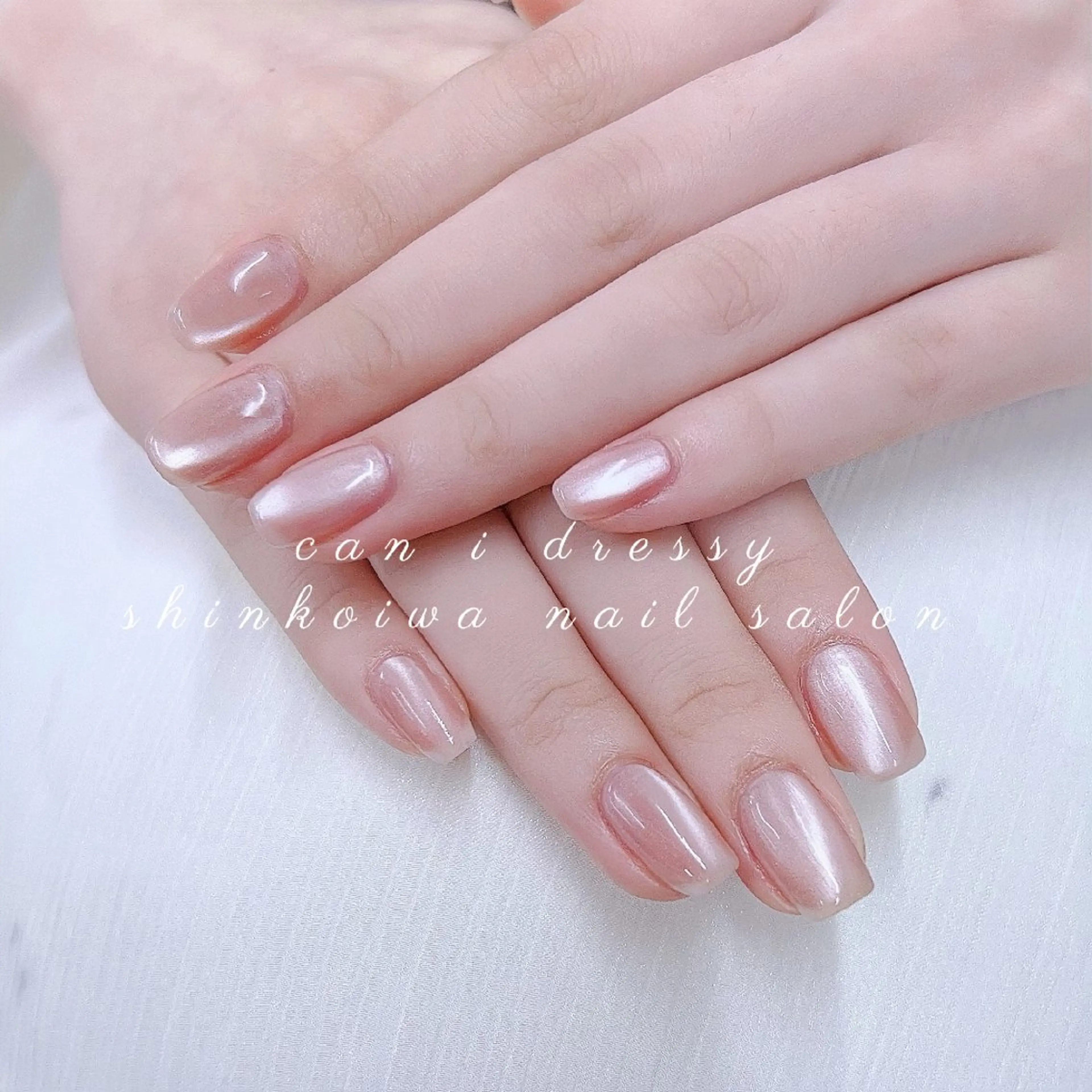 ネイル 氷ネイル・うるうるネイル マグネットネイル オフィスネイル ピンク キャンアイドレッシー 新小岩のネイルデザイン