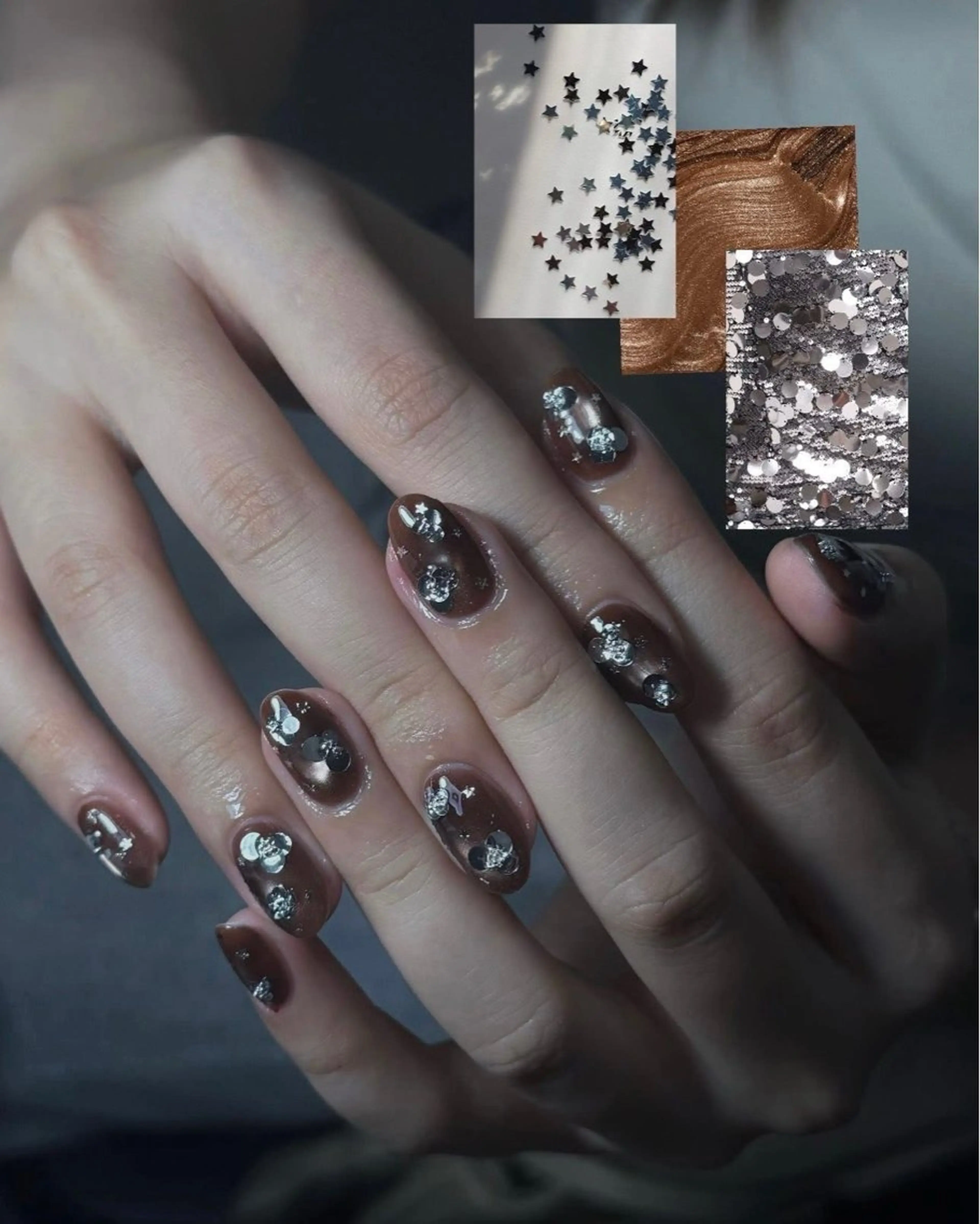 ネイル オーロラネイル ブルー チークネイル 長さ出し フットネイル ハンドネイル JIN 168 新大久保のネイルデザイン