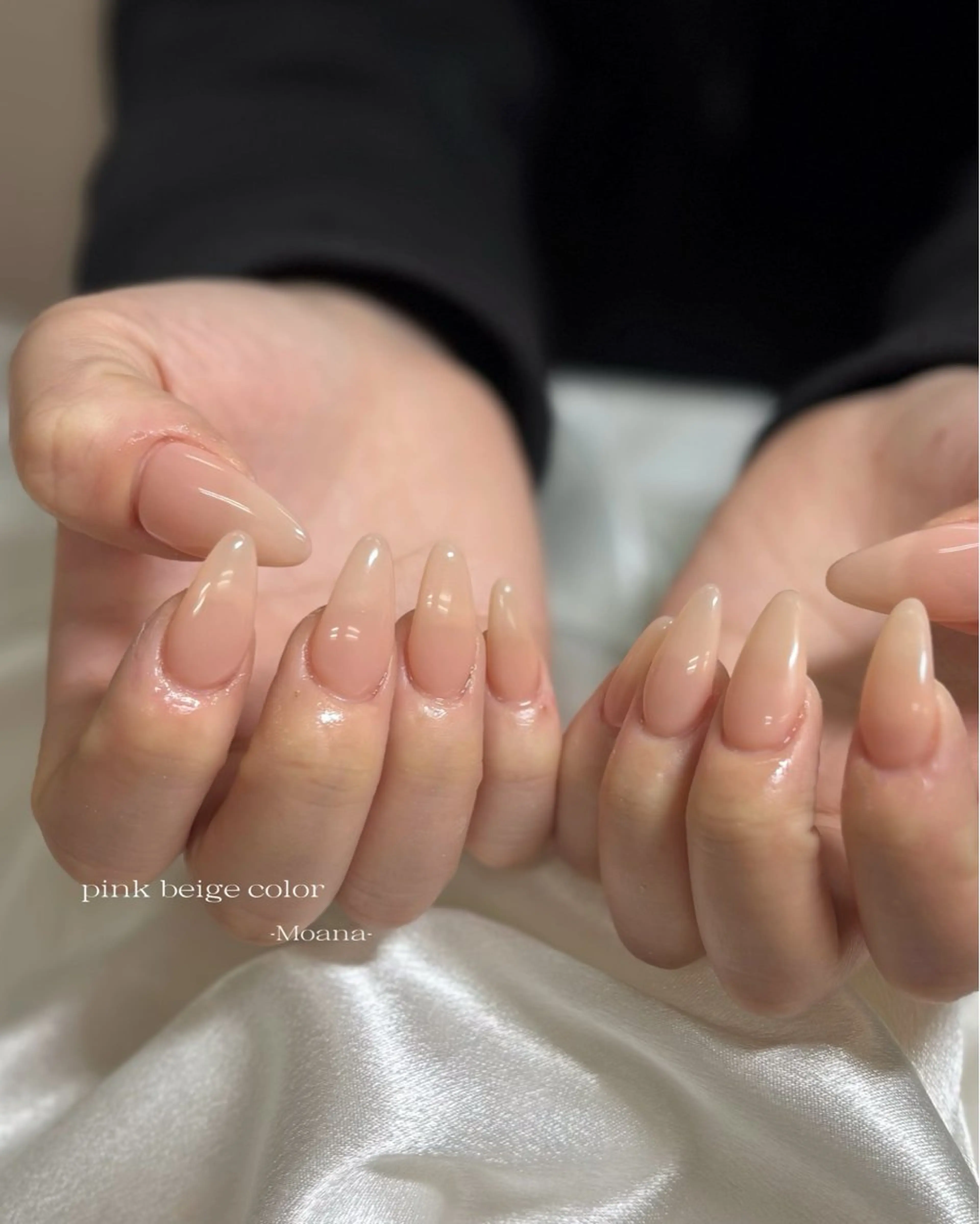 ネイル 長さ出し オフィスネイル ワンカラーネイル ピンク ピンクベージュ ハンドネイル Moana nail Hiyoriのネイルデザイン