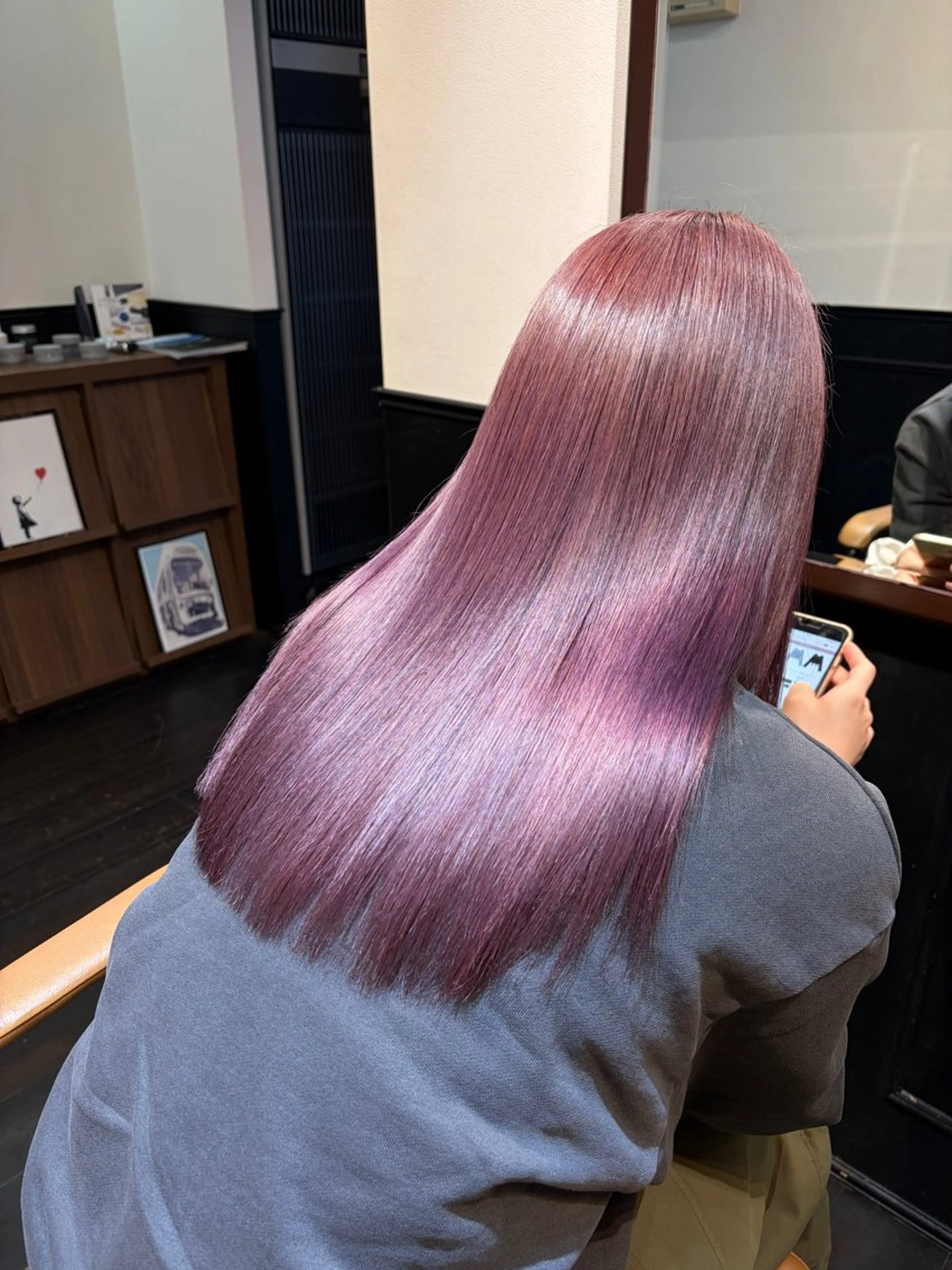 セミロング トリートメント ヘアカラー スズキ リコのヘアスタイル