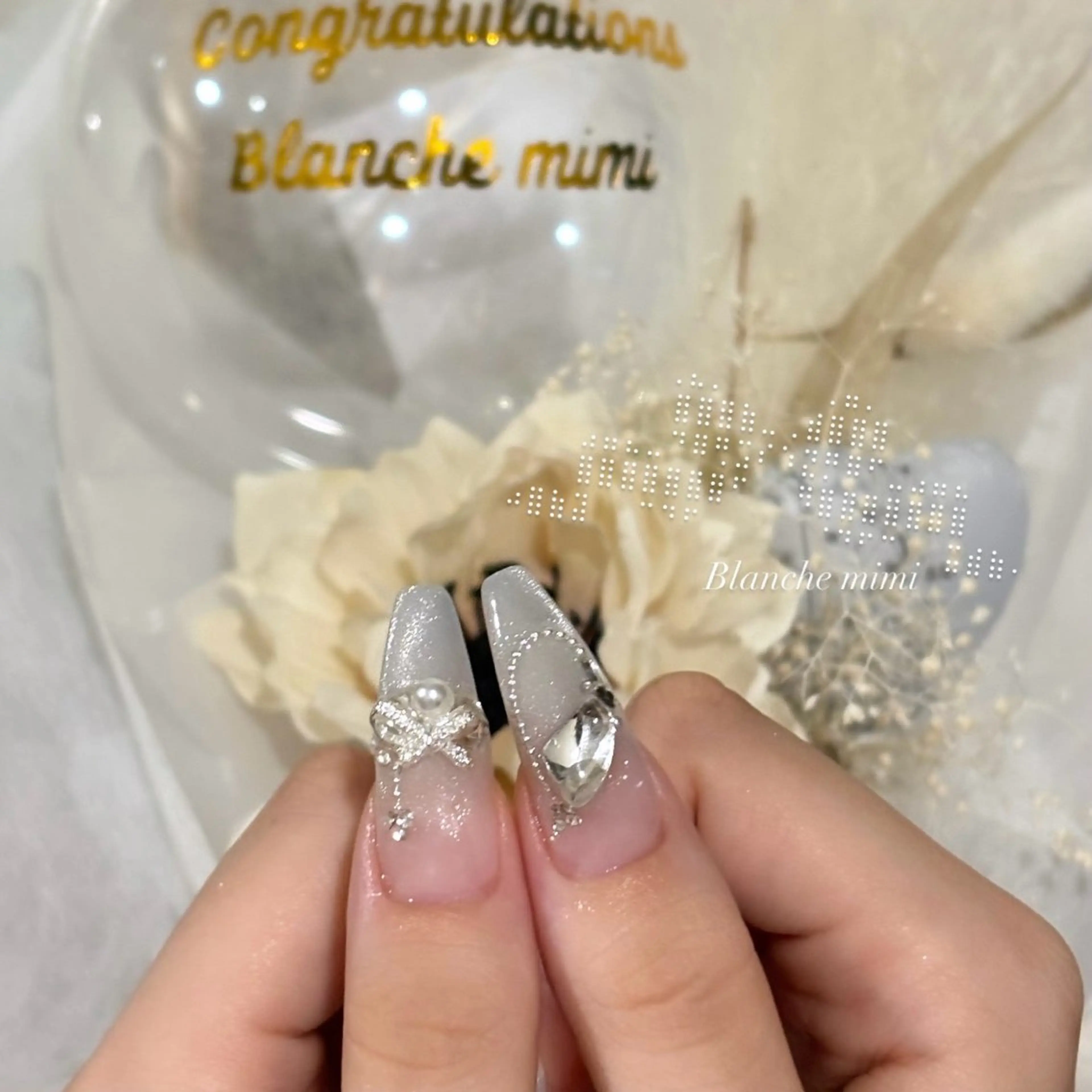 ネイル ロングネイル ハンドネイル Blanche mimi.u_aのネイルデザイン