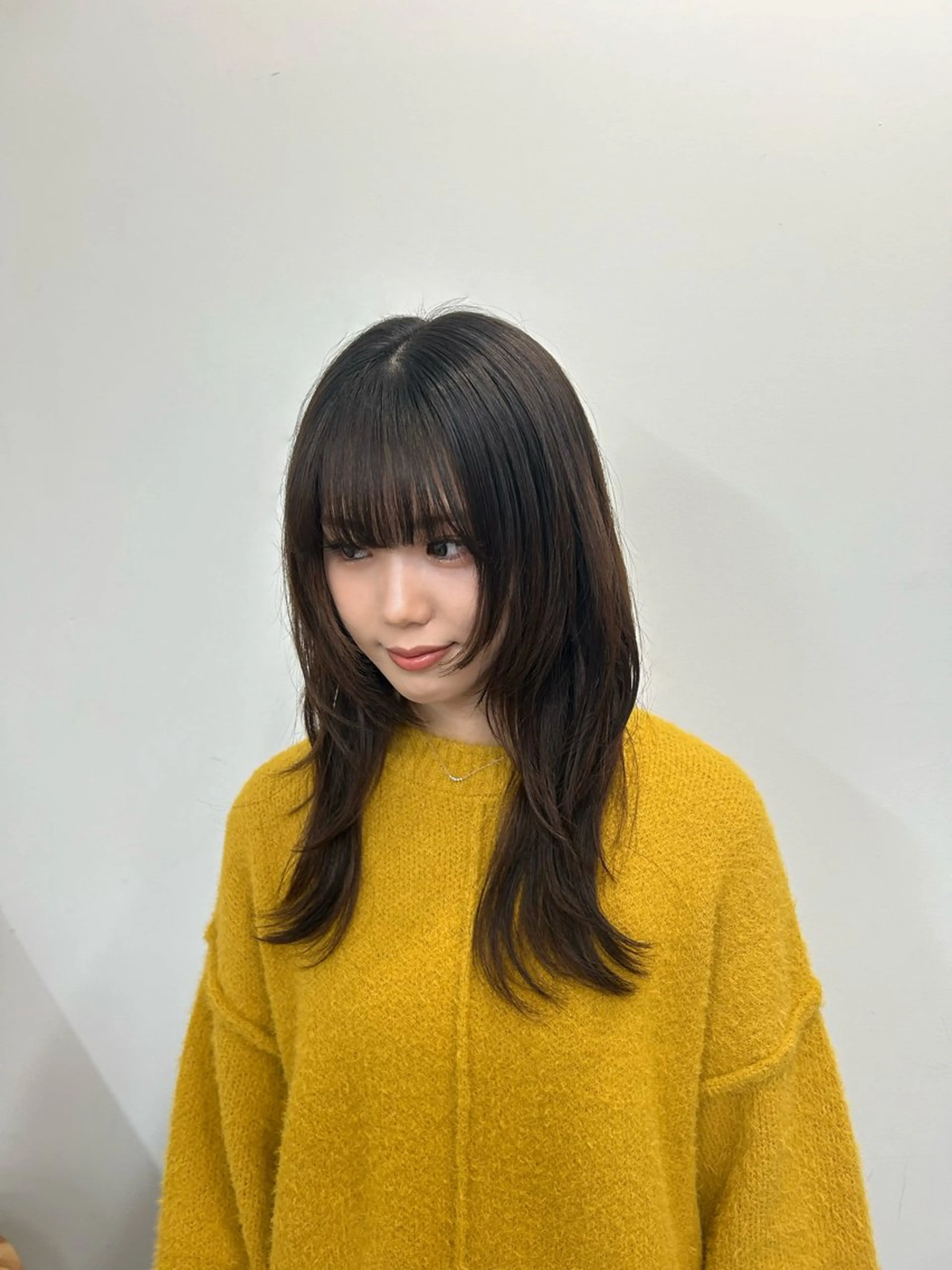 ミディアム 似合わせカット ウルフカット 梅田l大人韓国ヘア レイヤー×艶カラーのヘアスタイル