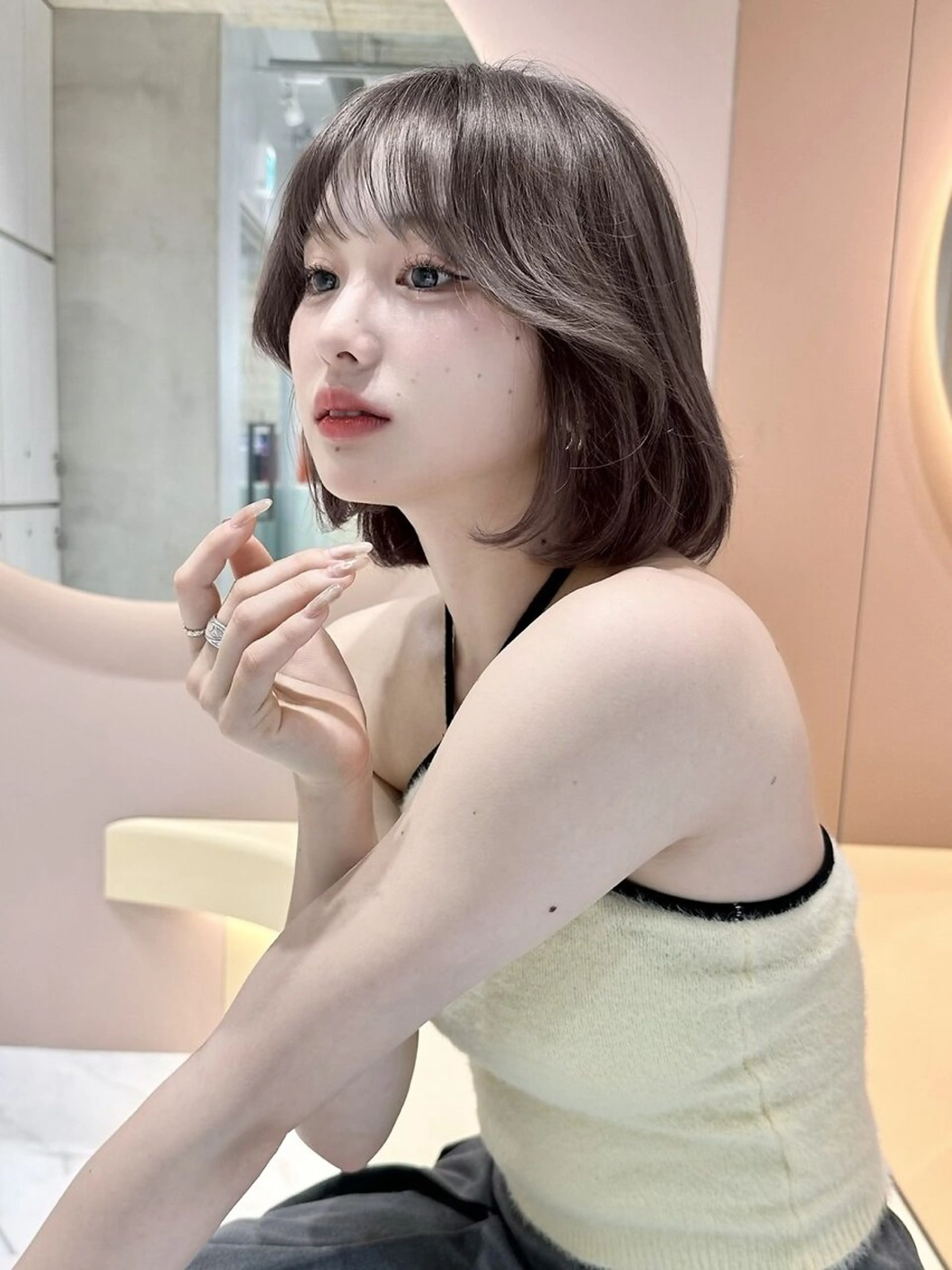 ミディアム カラー ヘアアレンジ カット ヘアカラー 縮毛矯正 トリートメント 美髪縮毛矯正/ 透明感カラー吉田光佑のヘアスタイル