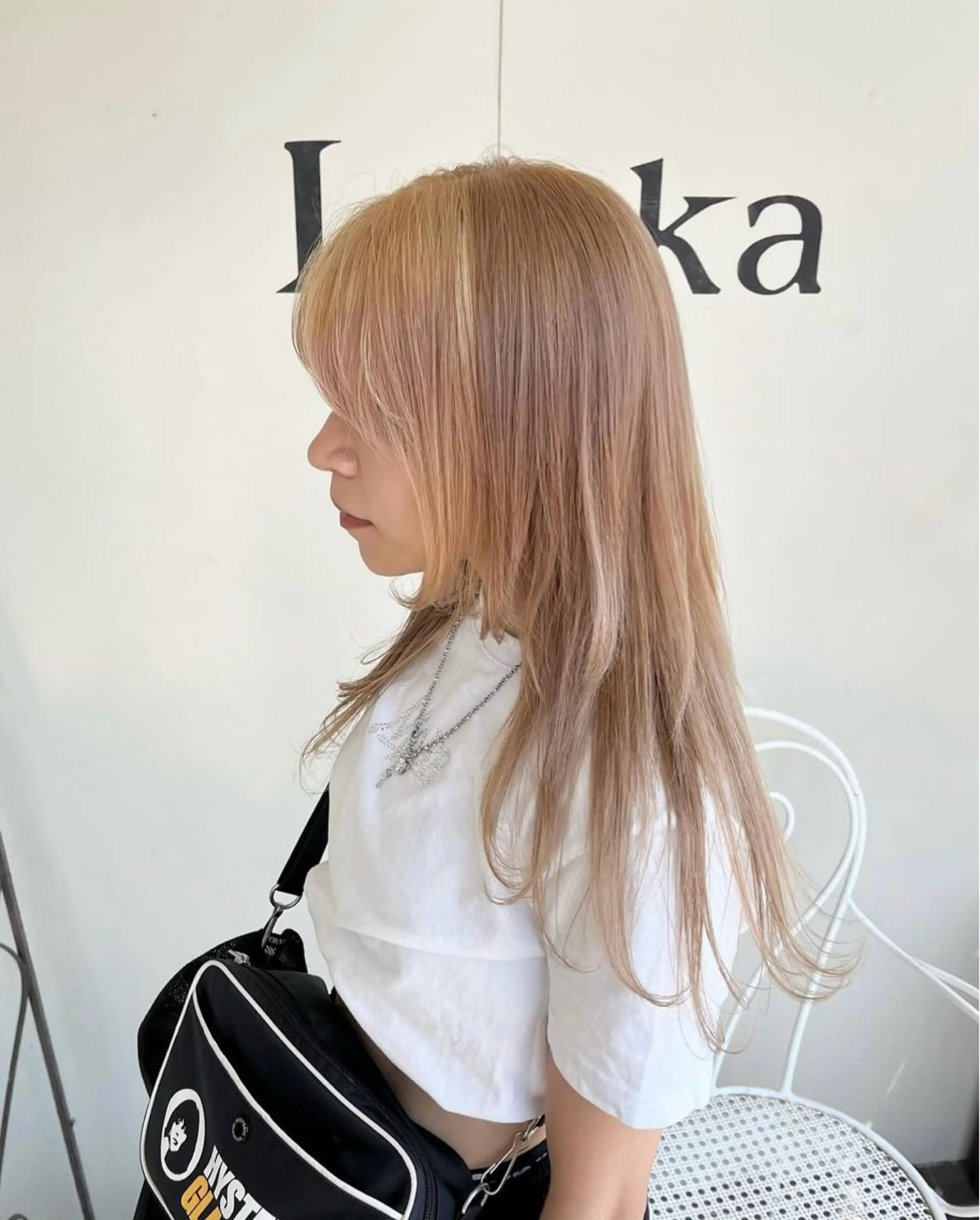 ロング カラー ブロンド ツートーンカラー カット ヘアカラー トリートメント 谷口晴美　ピンク / 透明感カラーのヘアスタイル
