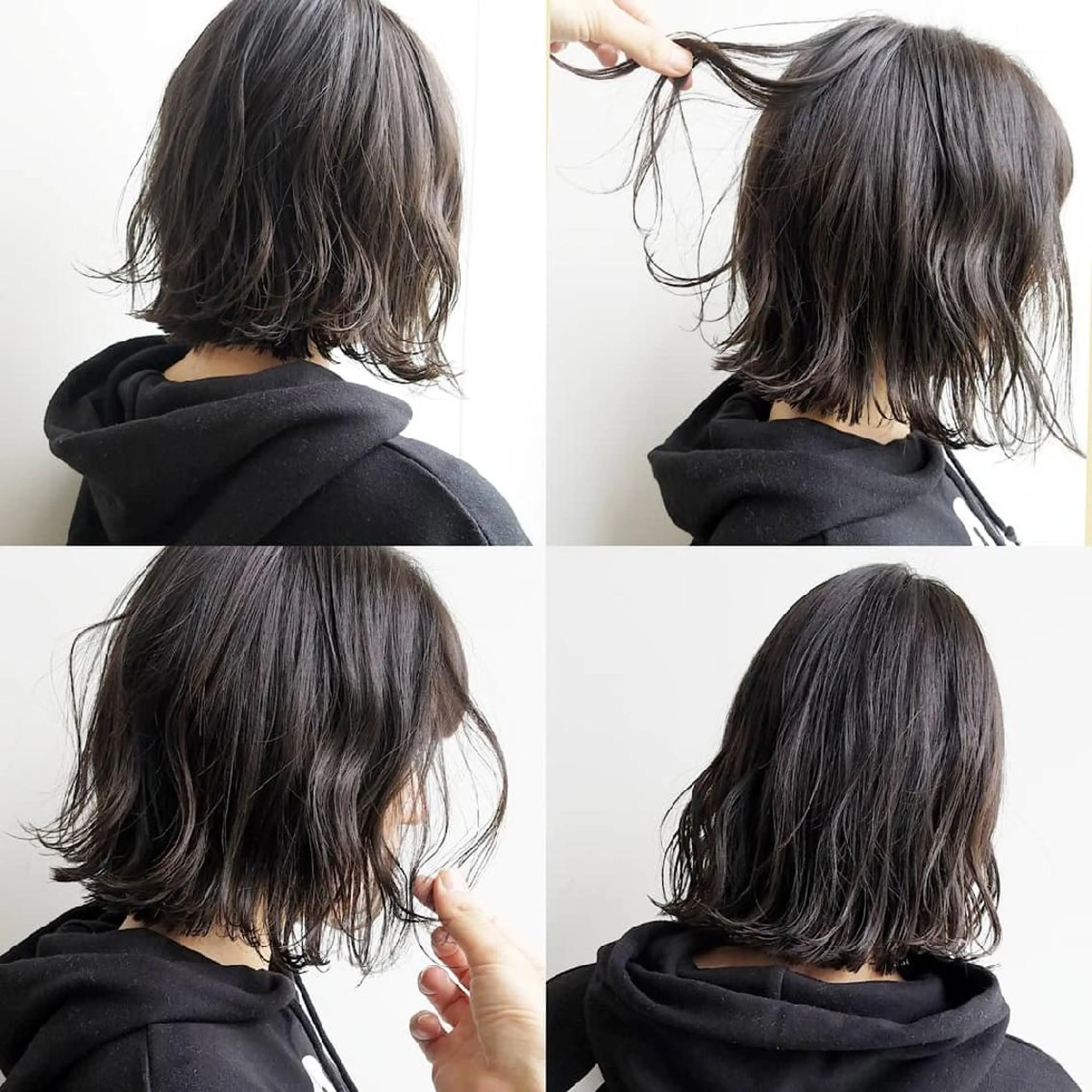 ミディアム カラー ネイル マツエク・マツパ ヘアアレンジ グレージュ ボブ ショートネイル iplus まつげ、眉毛、耳つぼのマツエク・マツパデザイン