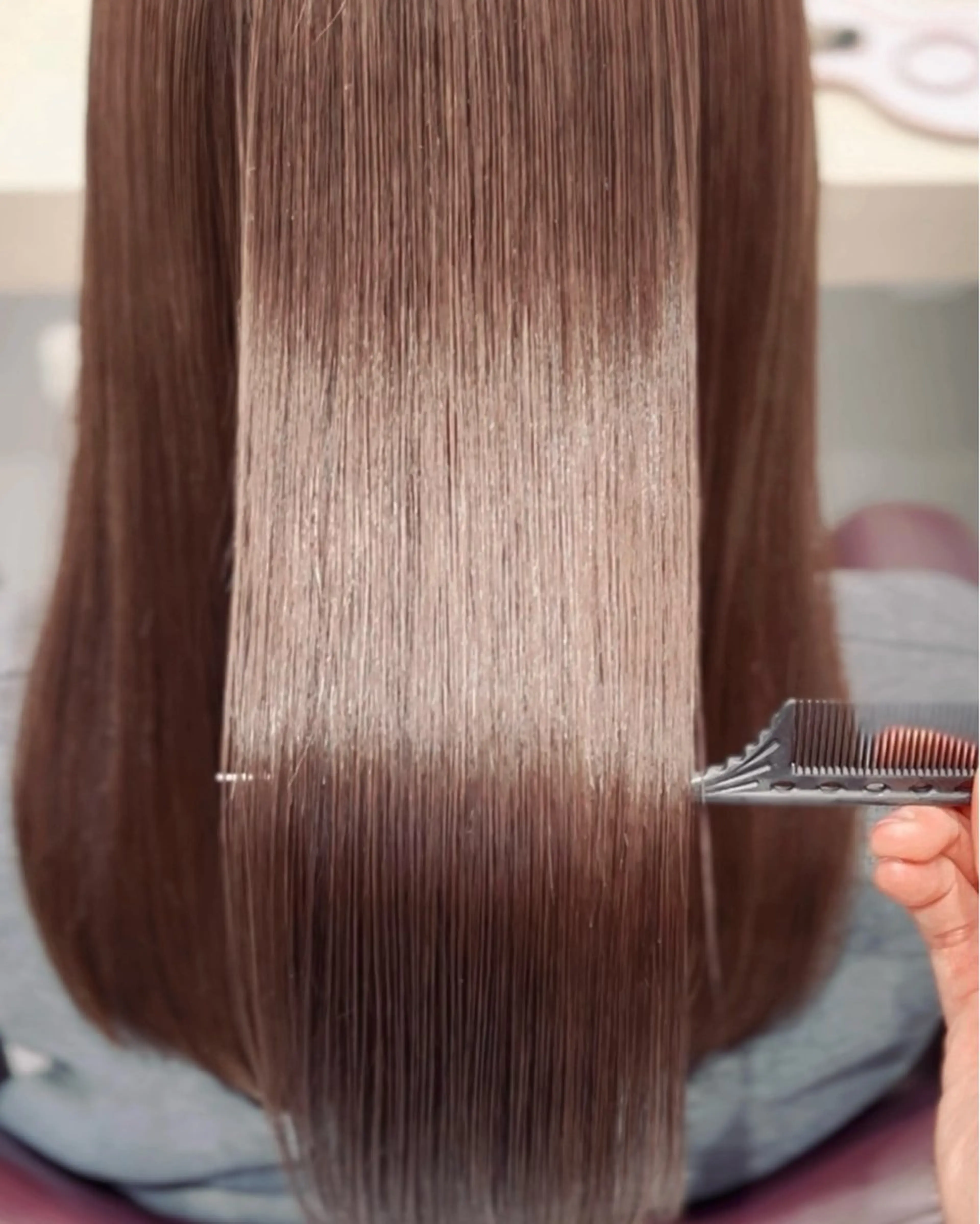 ミディアム カラー パーマ カット 縮毛矯正 トリートメント suzuka/透明感 /顔周り/美髪矯正のヘアスタイル