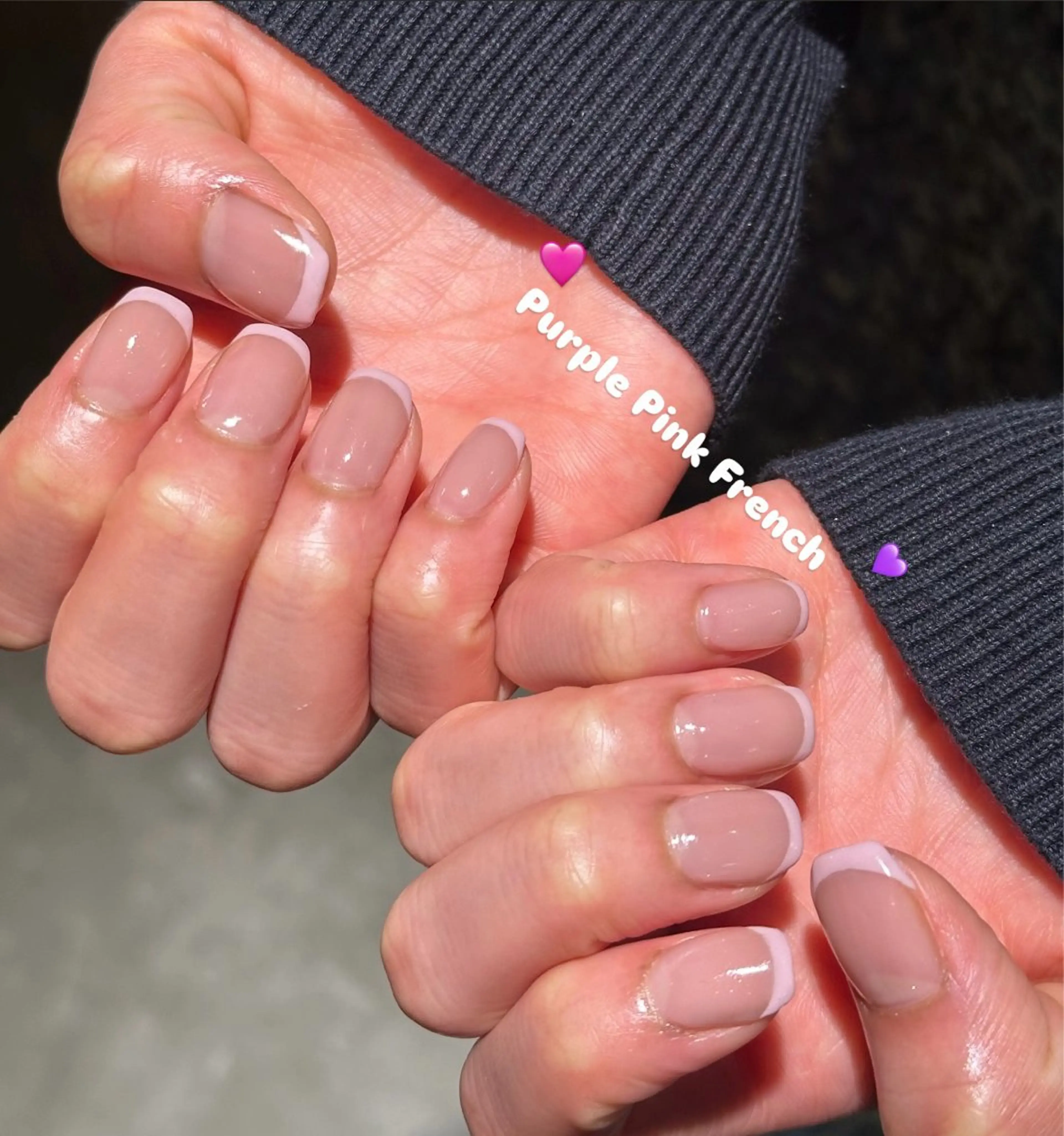 ネイル フレンチネイル ピンク パープル ハンドネイル フットネイル ungu Manamiのネイルデザイン