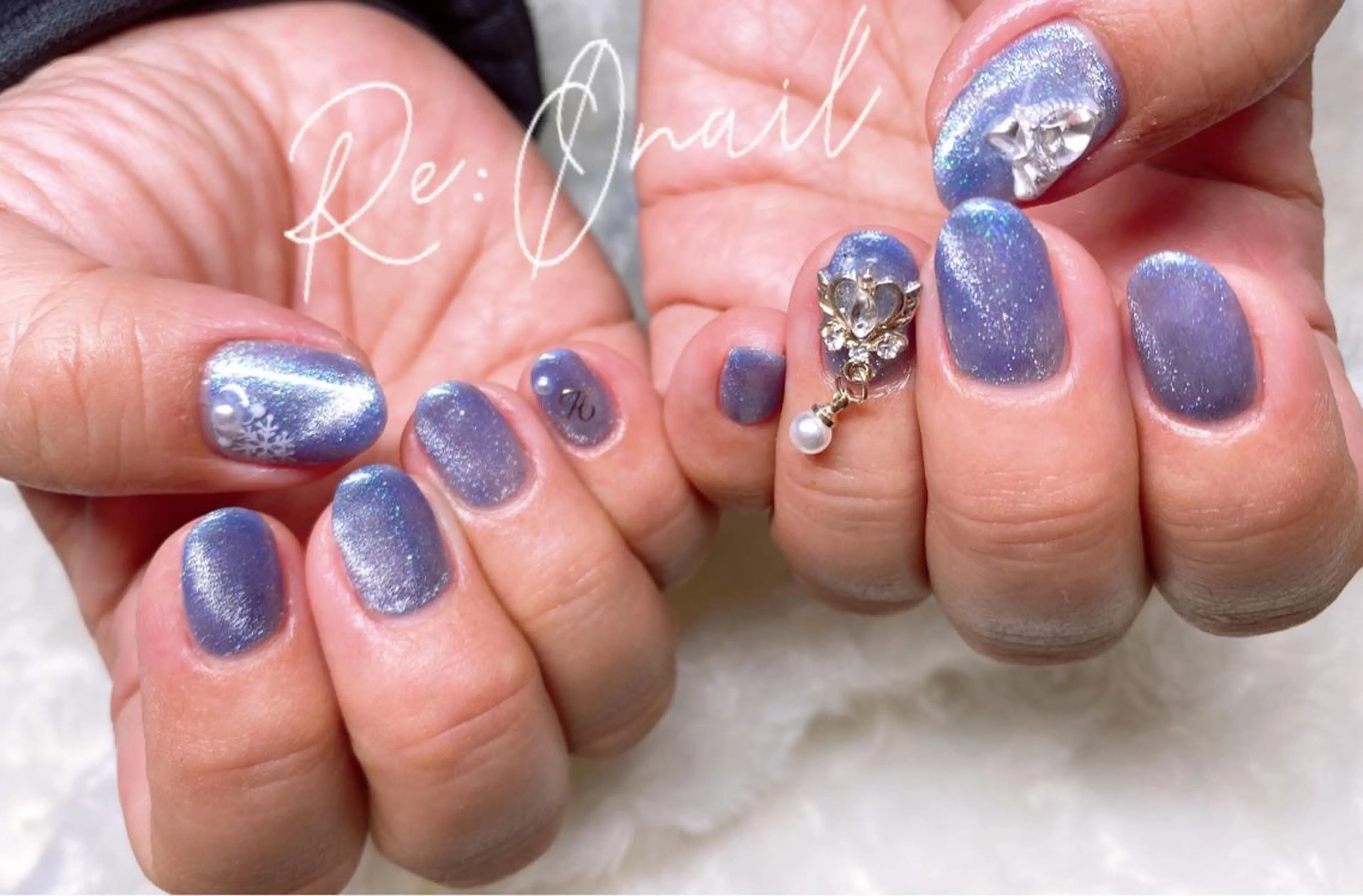 ネイル ブルー マグネットネイル ハンドネイル Re:Ø nail 🩵TSUJIのネイルデザイン