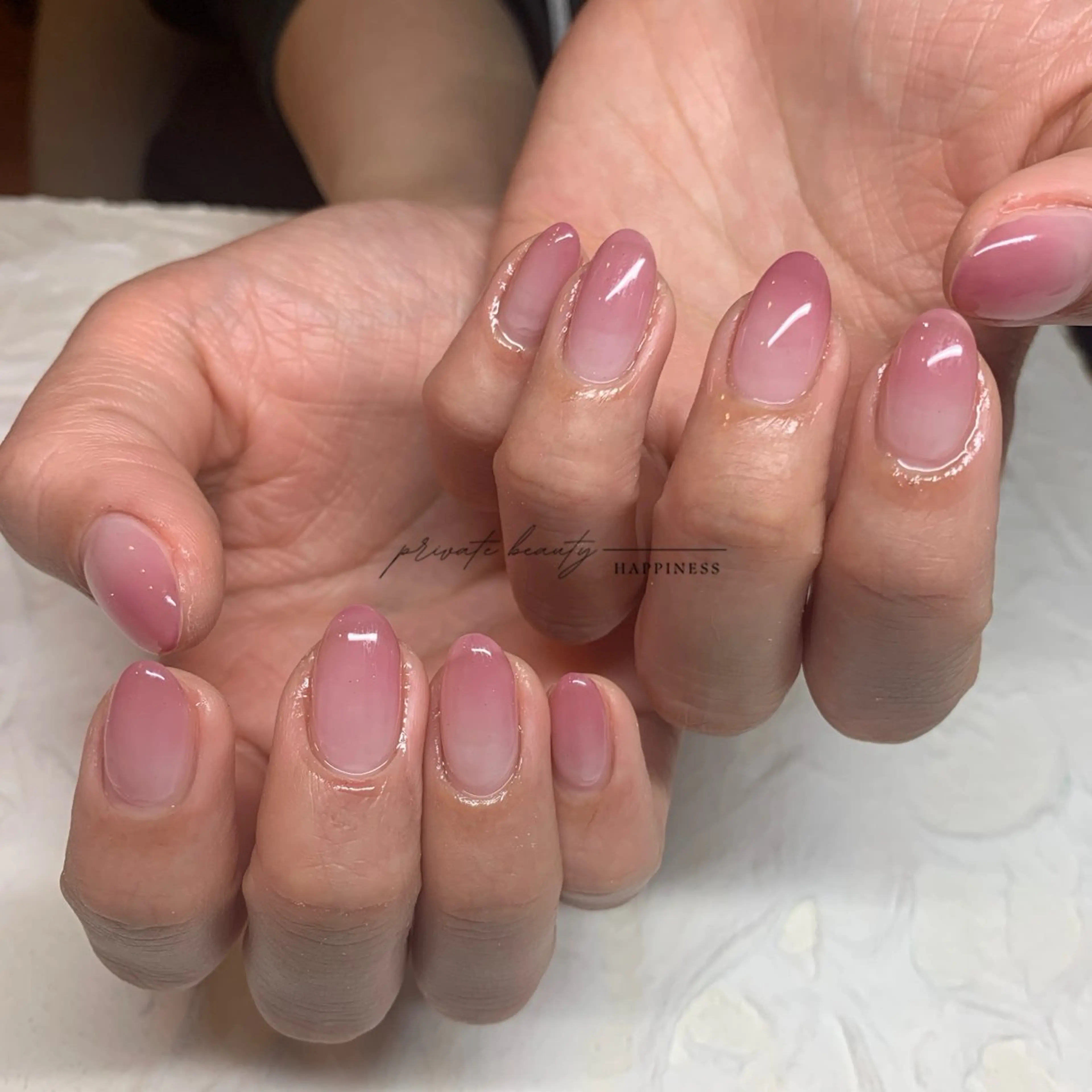 ネイル 桜ネイル 長さ出し グラデーション ロングネイル 持ち込み happiness nailのネイルデザイン