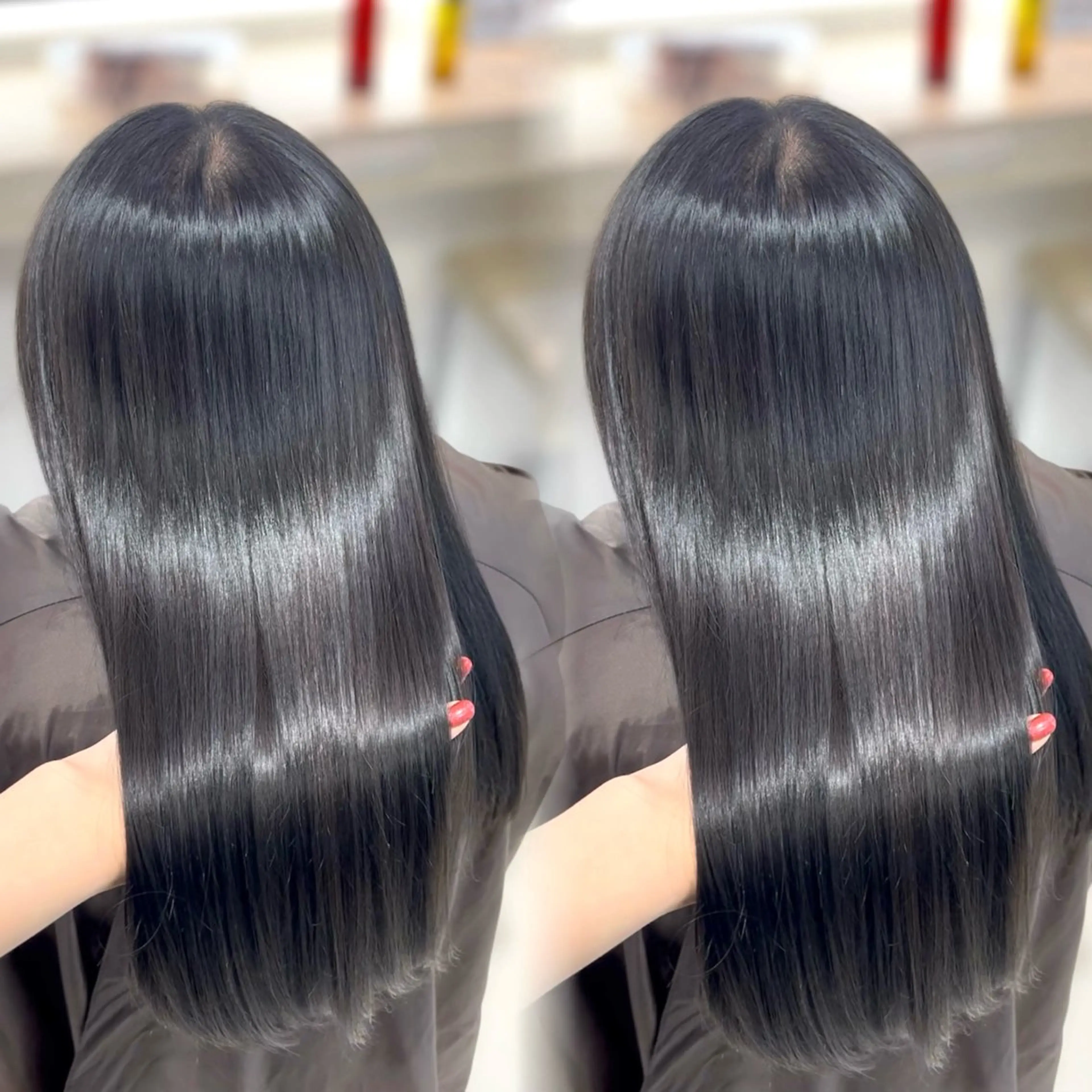 ロング カラー ヘアカラー トリートメント ヘッドスパ ヘアセット ベージュ/つや髪/ レイヤー／ゆいなのヘアスタイル