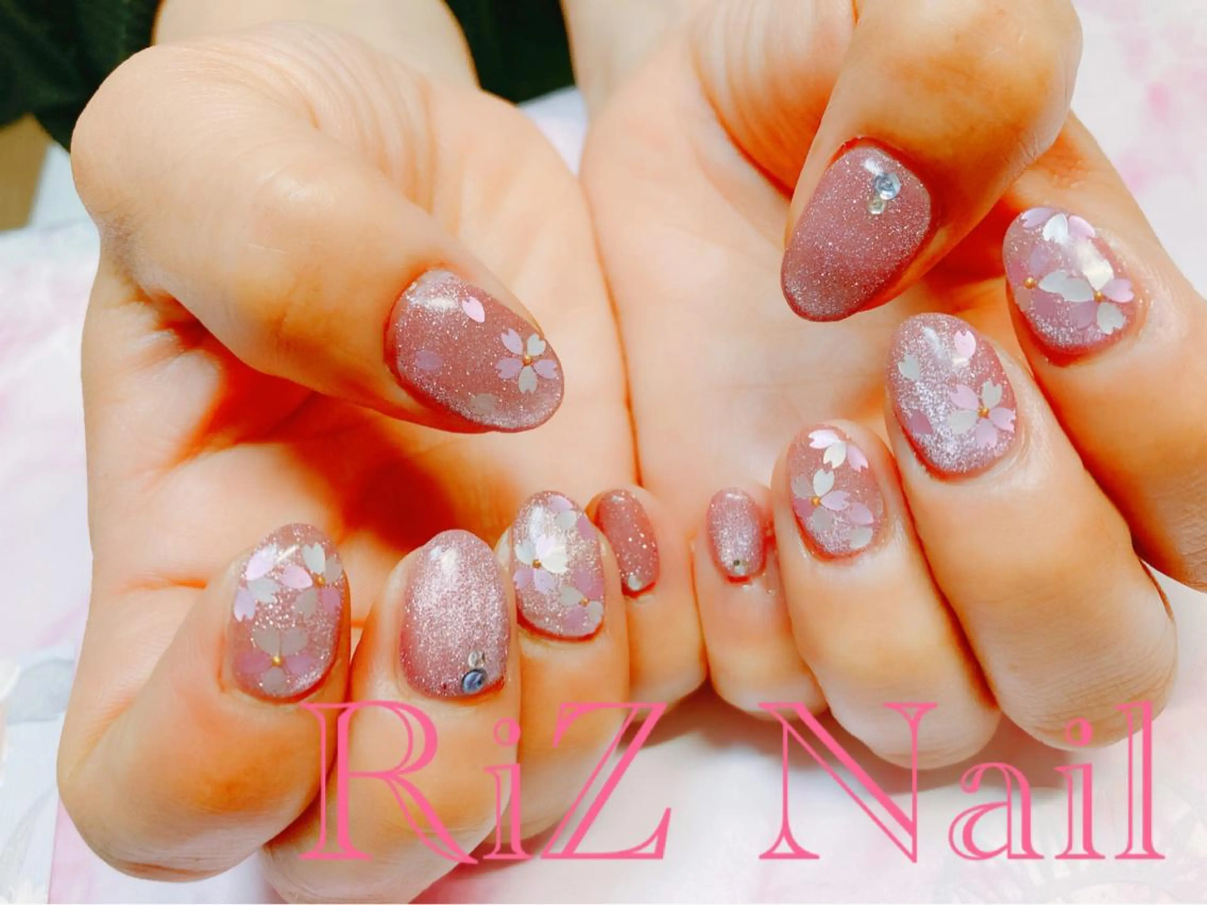 ネイル 桜ネイル 春ネイル ハンドネイル RiZ nail salonのネイルデザイン