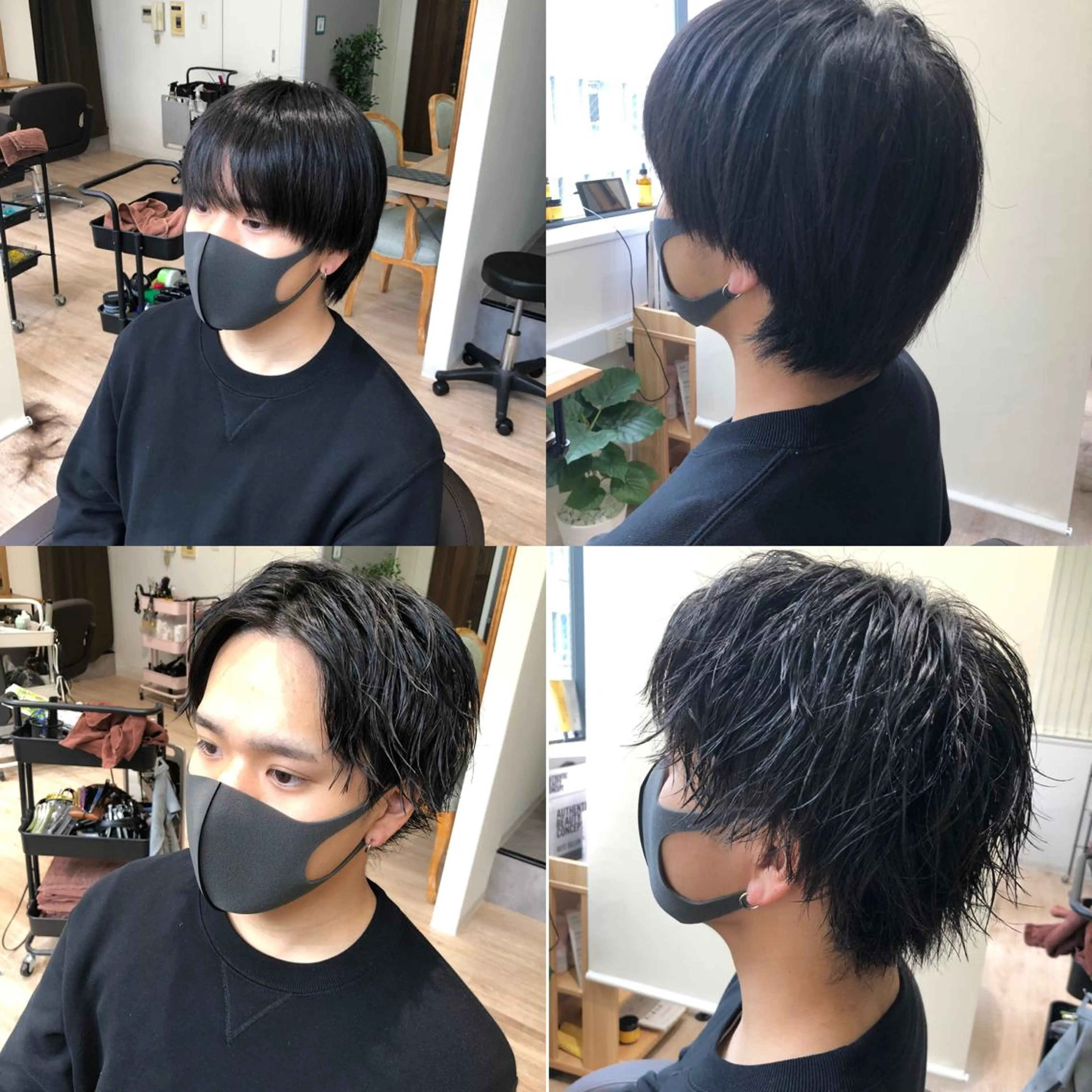 ショート カラー パーマ メンズ 関西センターパート メンズモデル募集のヘアスタイル