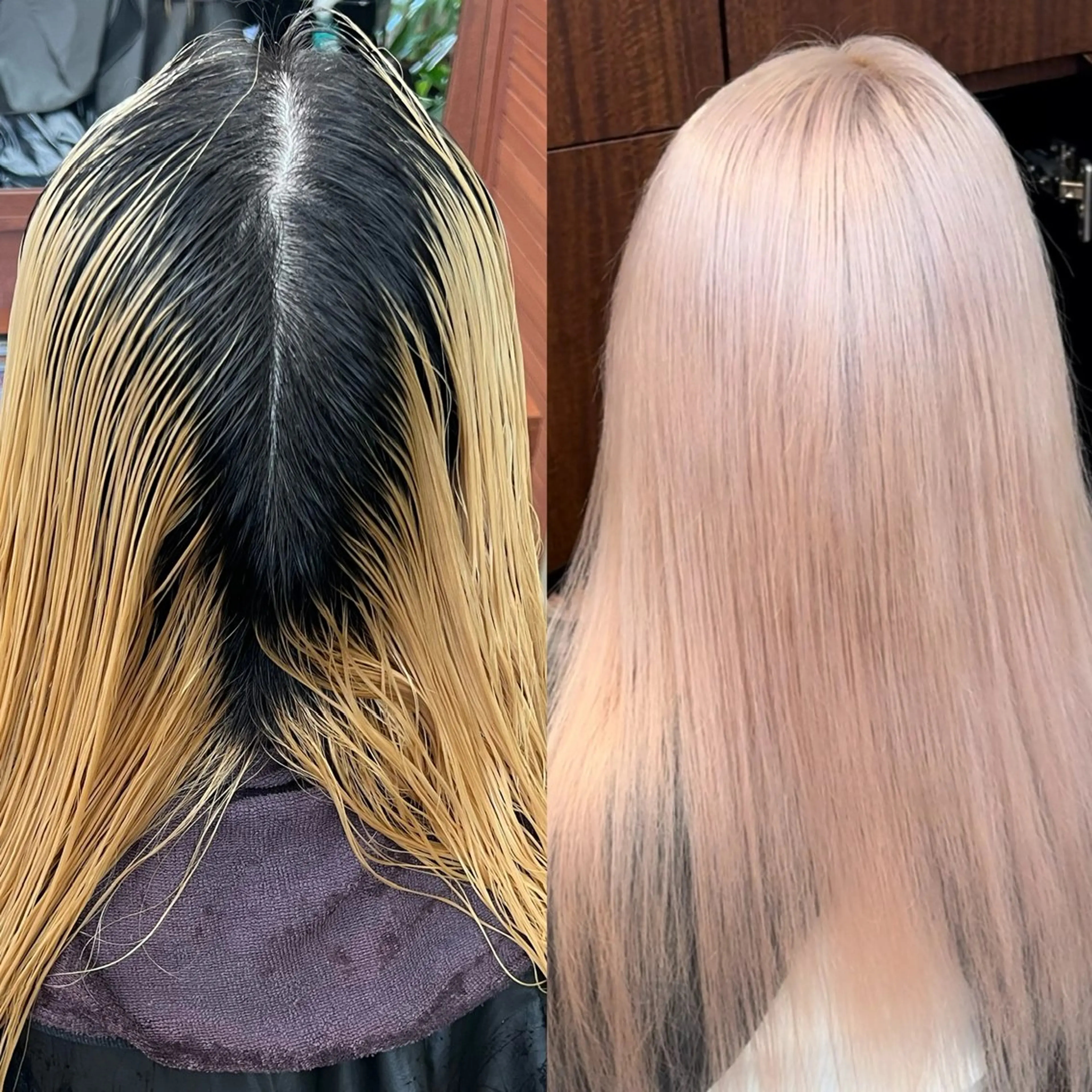 ミディアム カラー ブリーチ ブロンド ケアブリーチ 透明感カラー ダブルカラー レイヤー専門家 ダブルカラー修のヘアスタイル