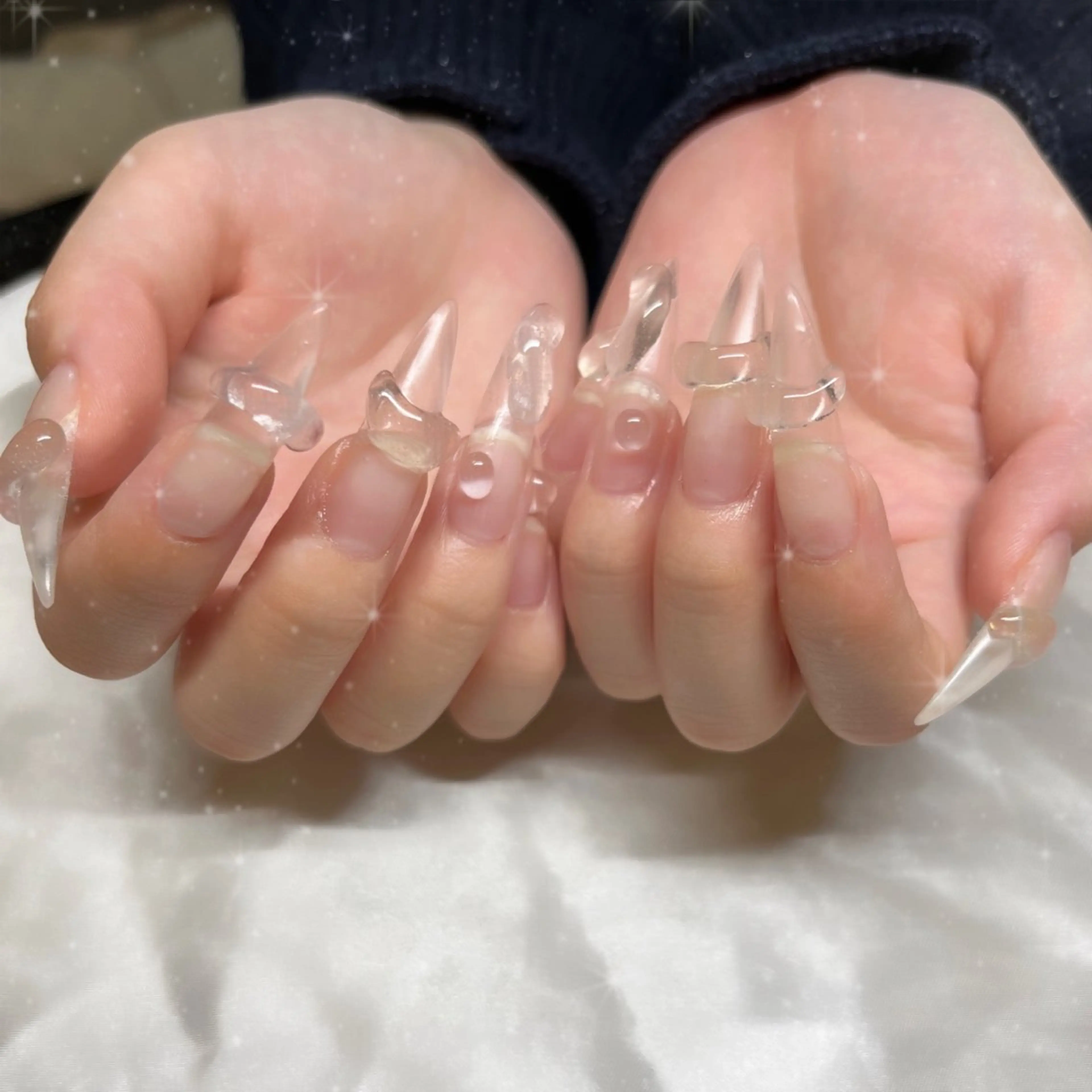 ネイル クリアネイル マットネイル ぷっくりネイル ハンドネイル BlueDaisy 栄本店のネイルデザイン