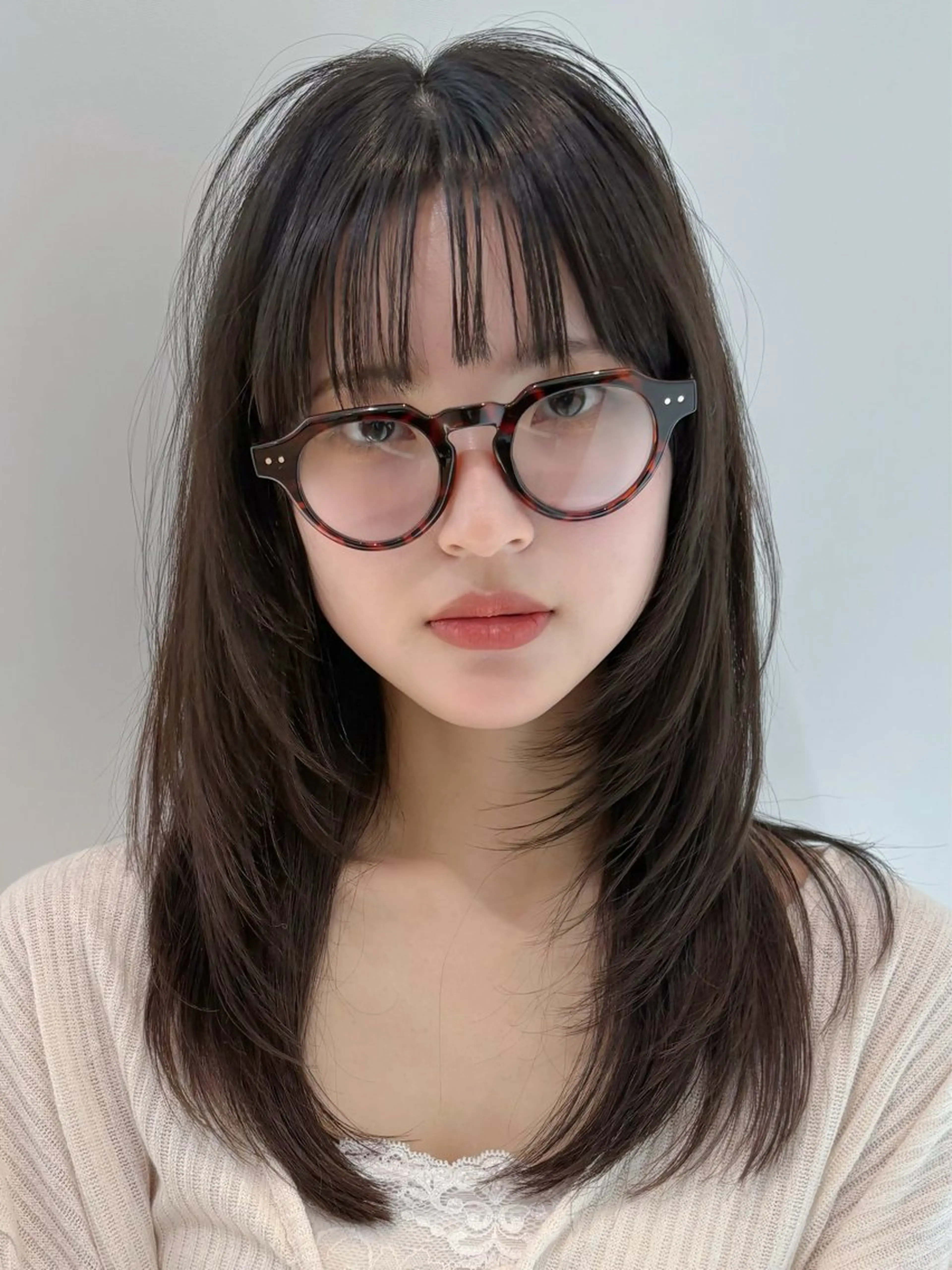 ミディアム レイヤーカット シースルーバング カット ヘアカラー トリートメント PULSE yokohama所属・タッセルボブ/韓国 レイヤー/髪質改善のヘアスタイル