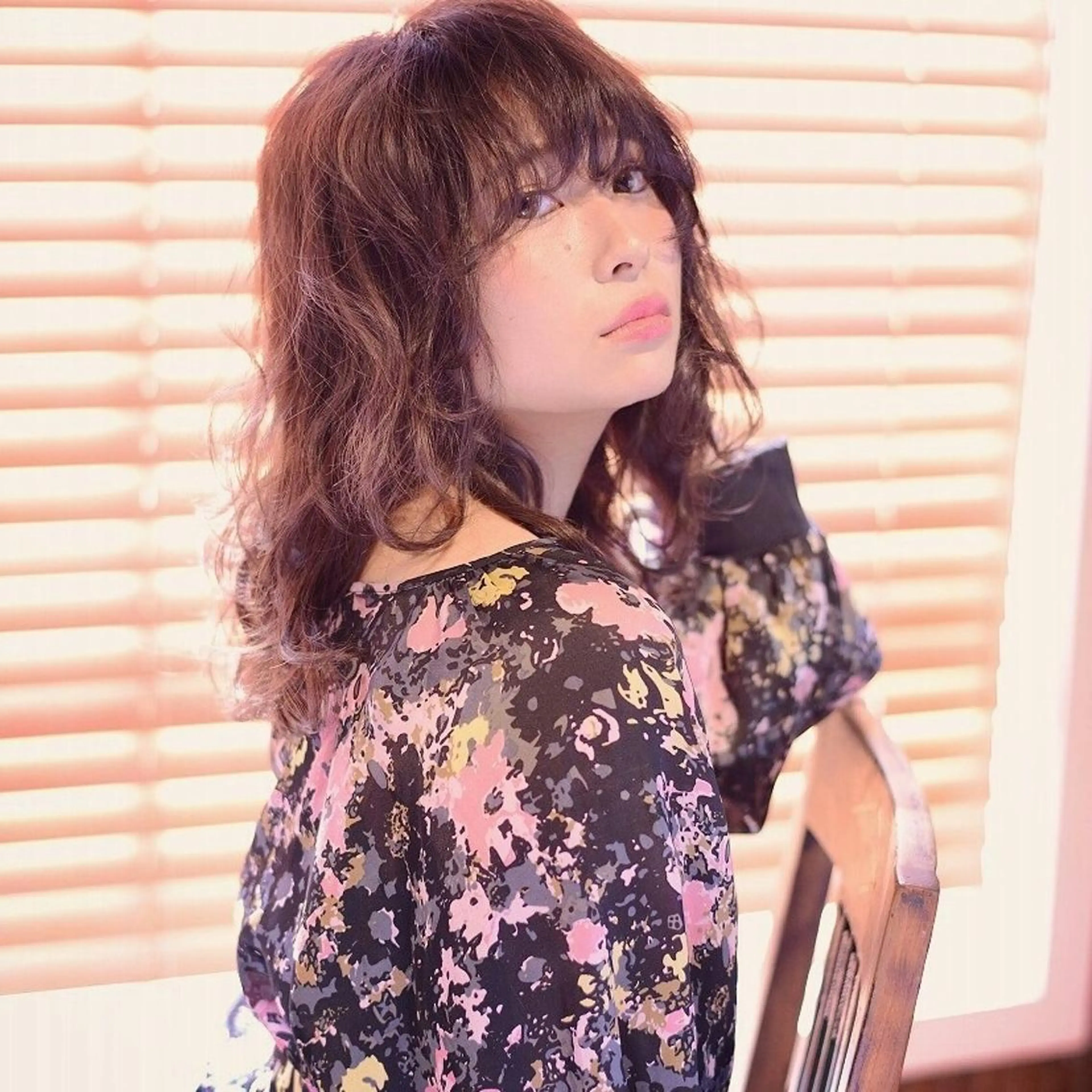 パーマ カラー セミロング セミロングパーマ くせ毛 全国認定講師 高久のヘアスタイル