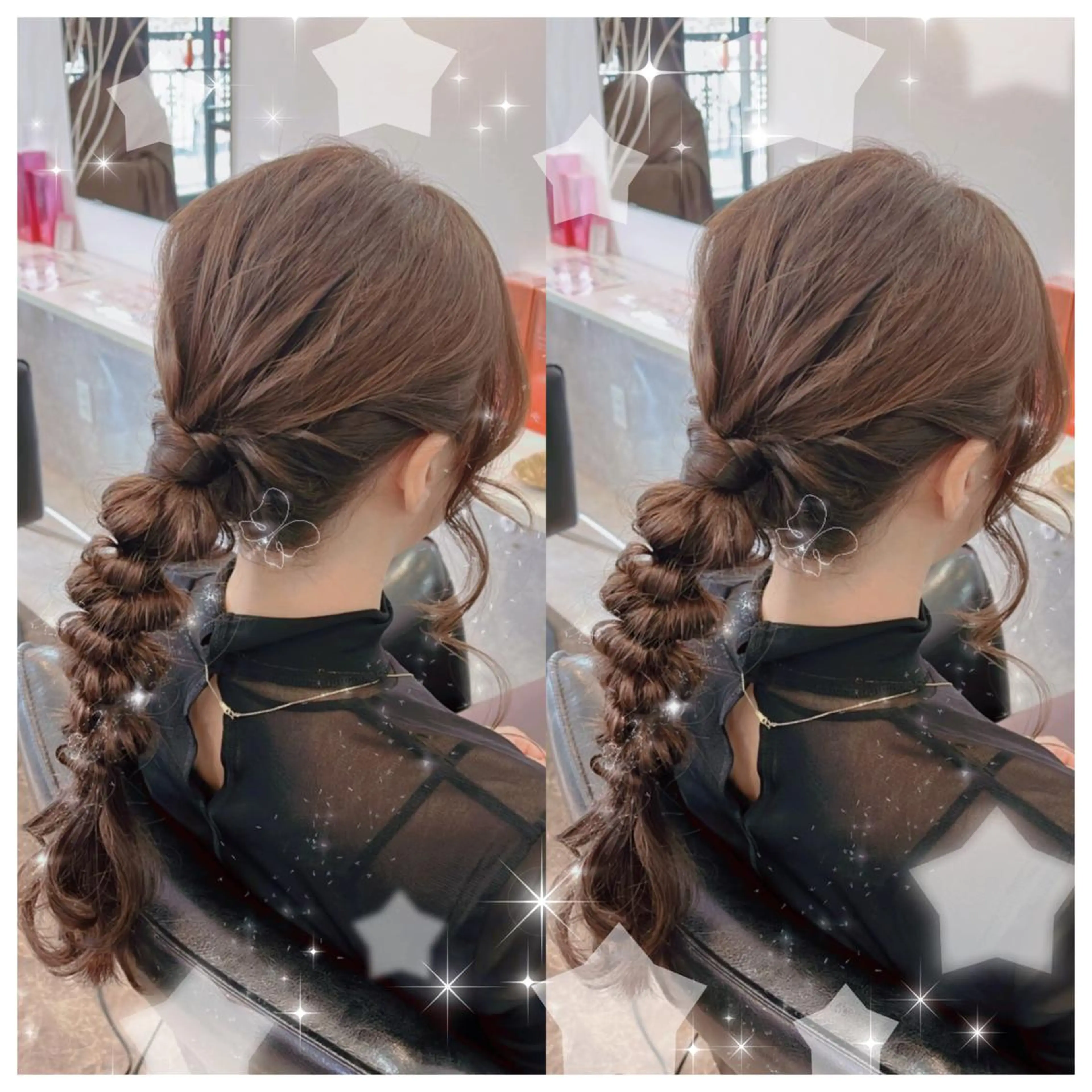 ヘアアレンジ 結婚式・ブライダル シールエクステ エクステ ウルフカット セキグチ💞 lilaのマツエク・マツパデザイン
