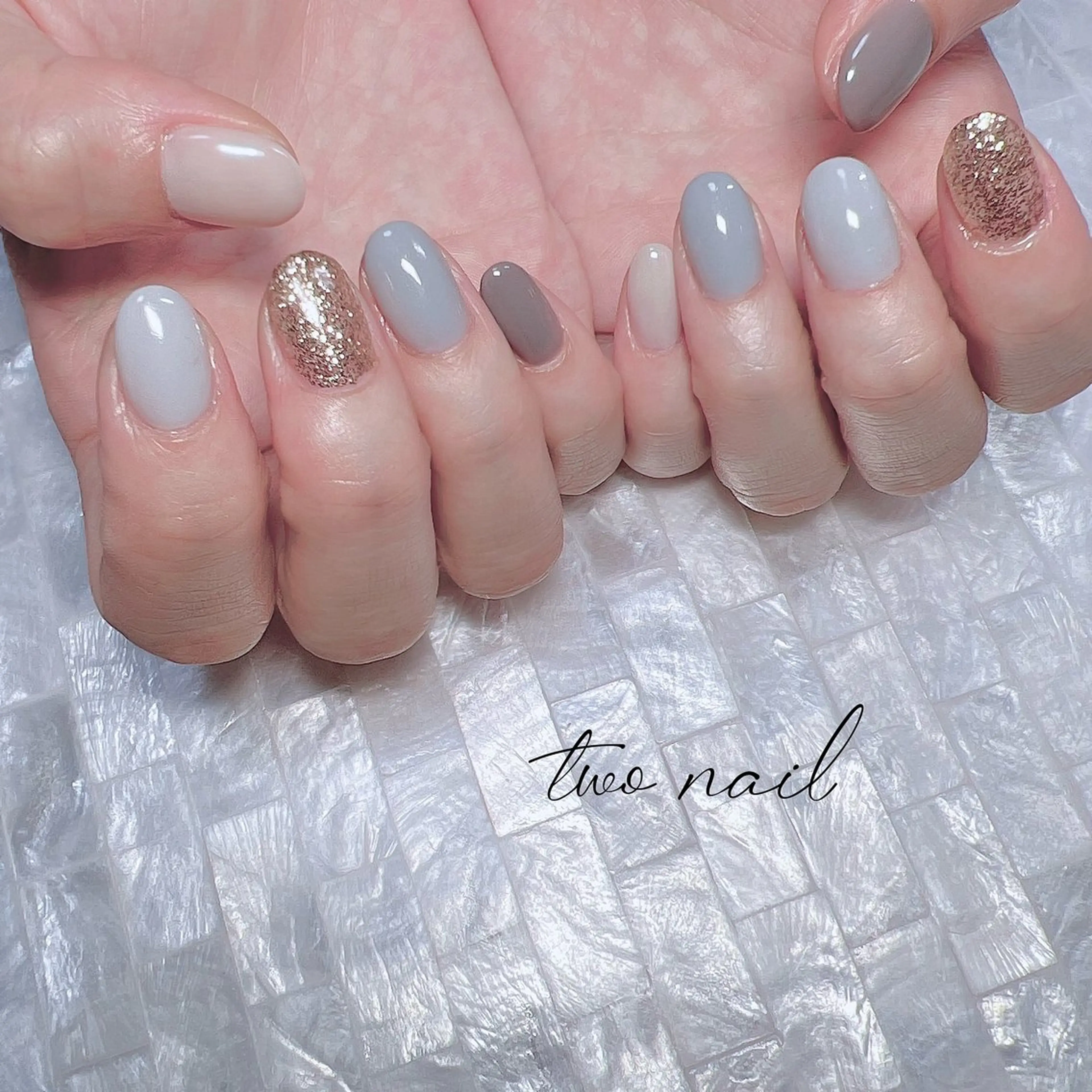 ネイル ネイルチップ ホワイト ハンドネイル two nailのネイルデザイン