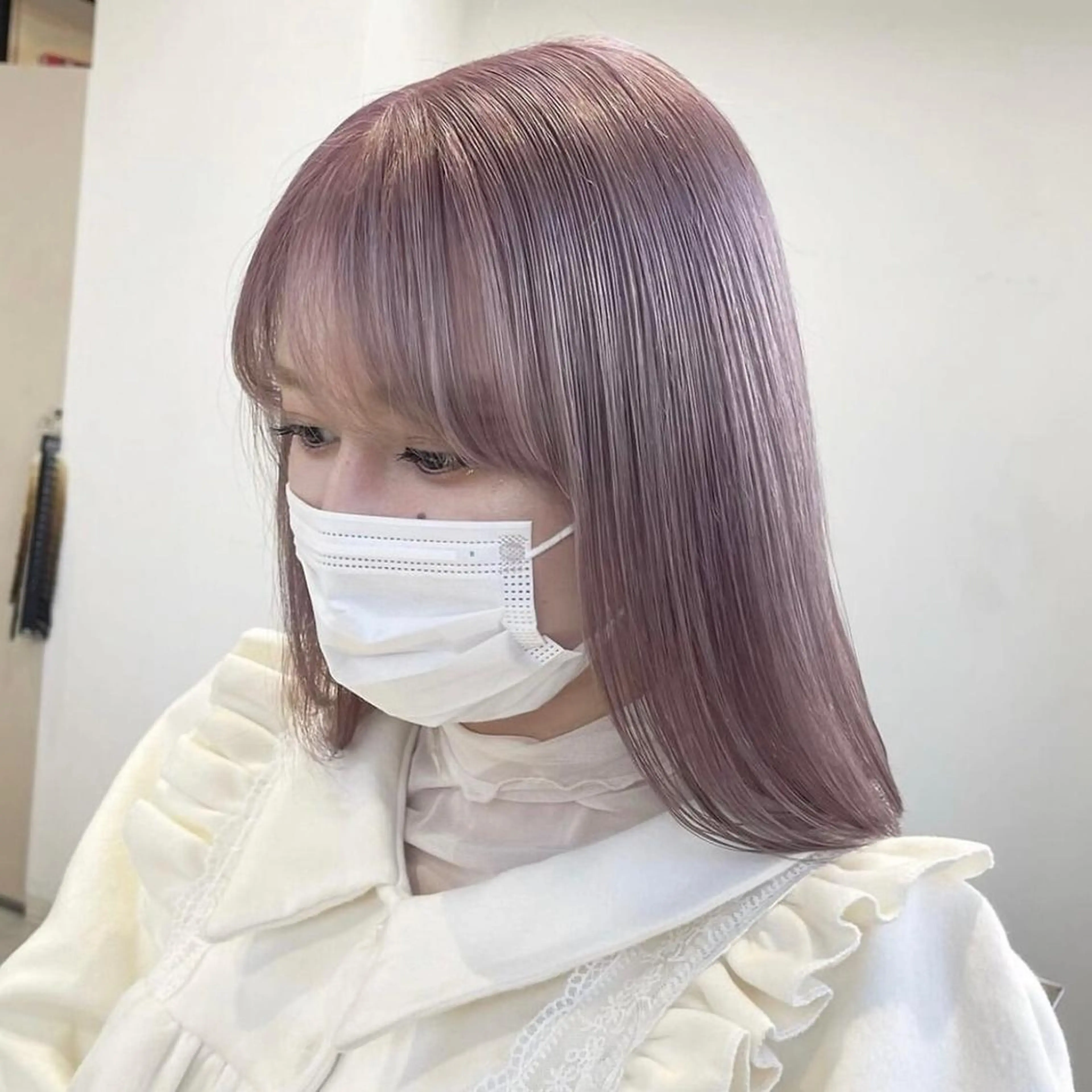 セミロング 韓国風カラー ボブ 外国人風カラー ハイライト 髪質改善 江坂エリア最安値◎ ブリーチ*土田のヘアスタイル